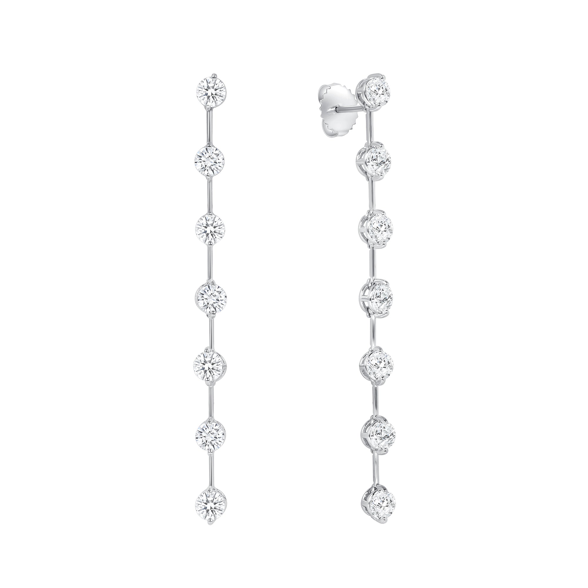 Elegant Round Brilliant Diamond Dangling Earrings in 18K White Gold