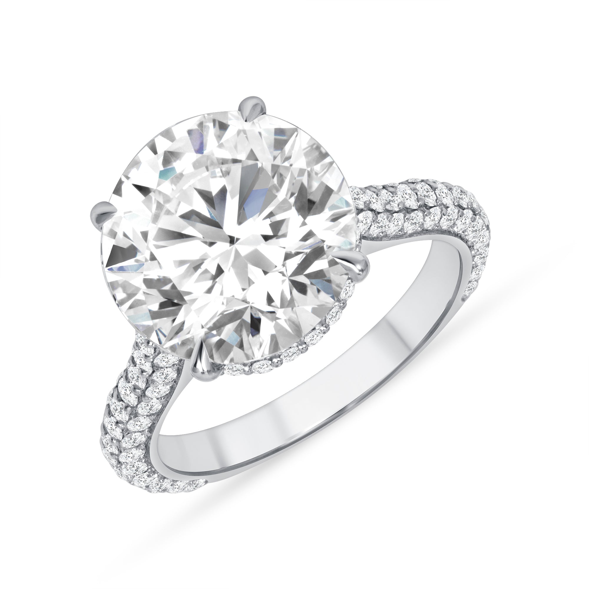 5.02ct Round Brilliant Diamond in Pavé Platinum Band, GIA Certified