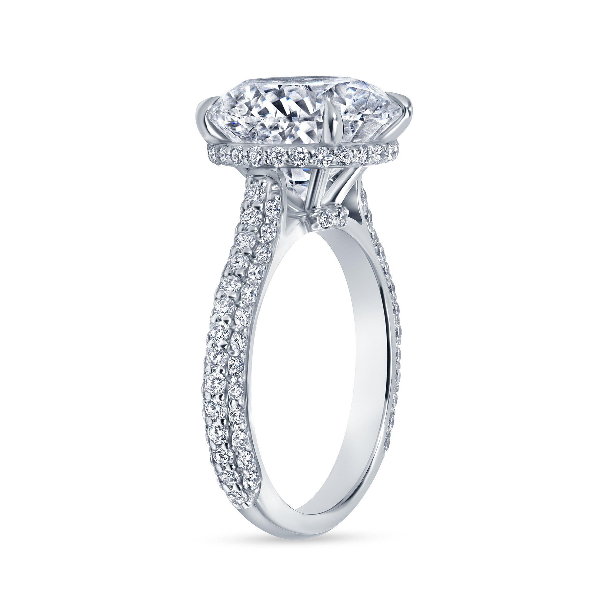 5.02ct Round Brilliant Diamond in Pavé Platinum Band, GIA Certified