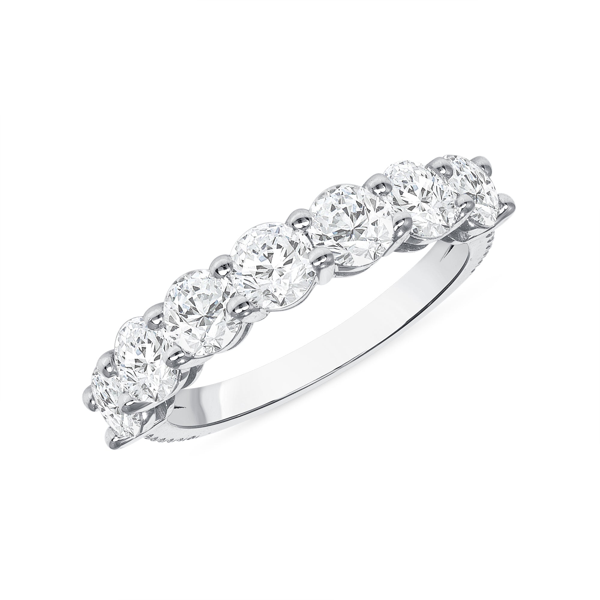 2.16 CT Round Brilliant Cut Diamond 14K White Gold Pavé Half Eternity Band