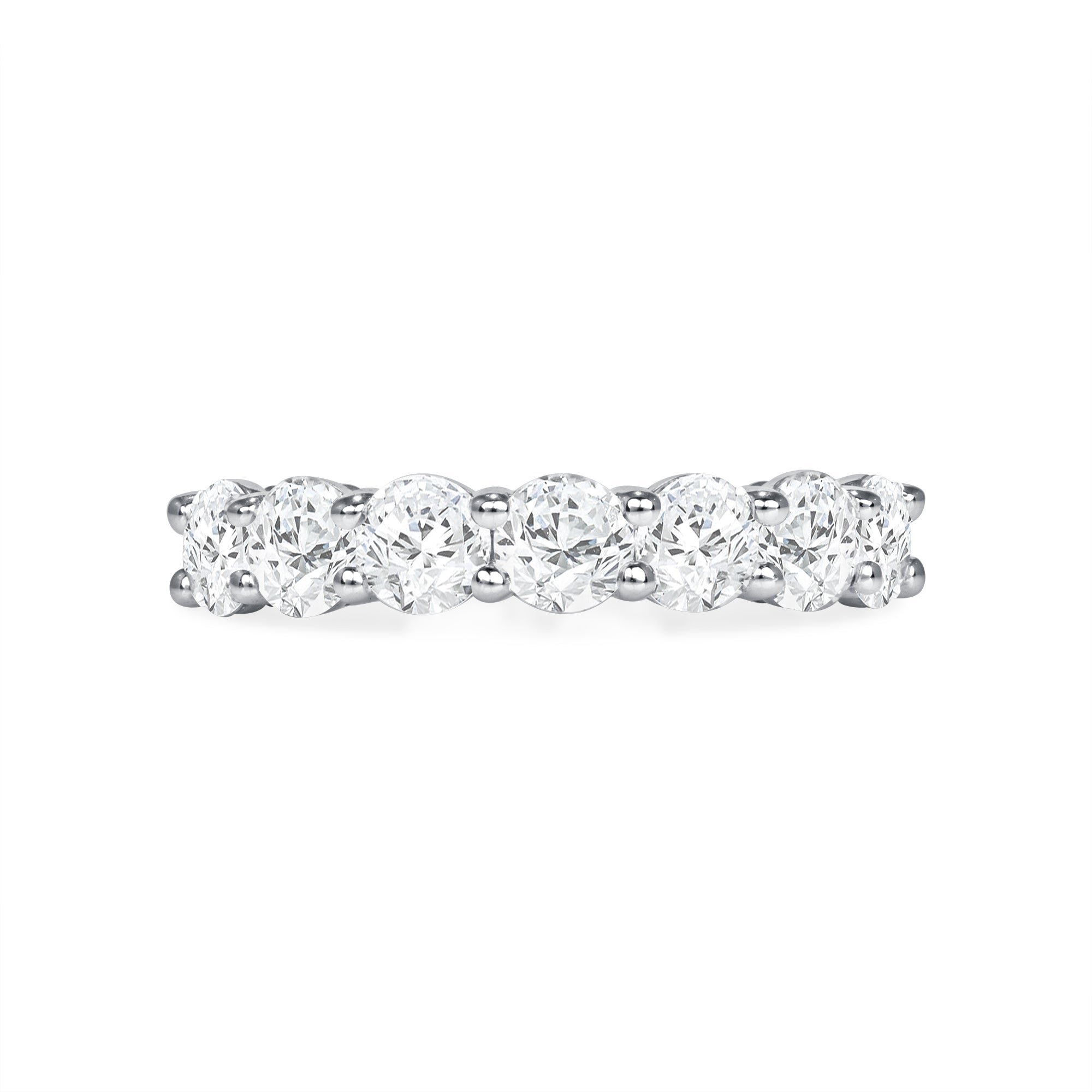 2.16 CT Round Brilliant Cut Diamond 14K White Gold Pavé Half Eternity Band