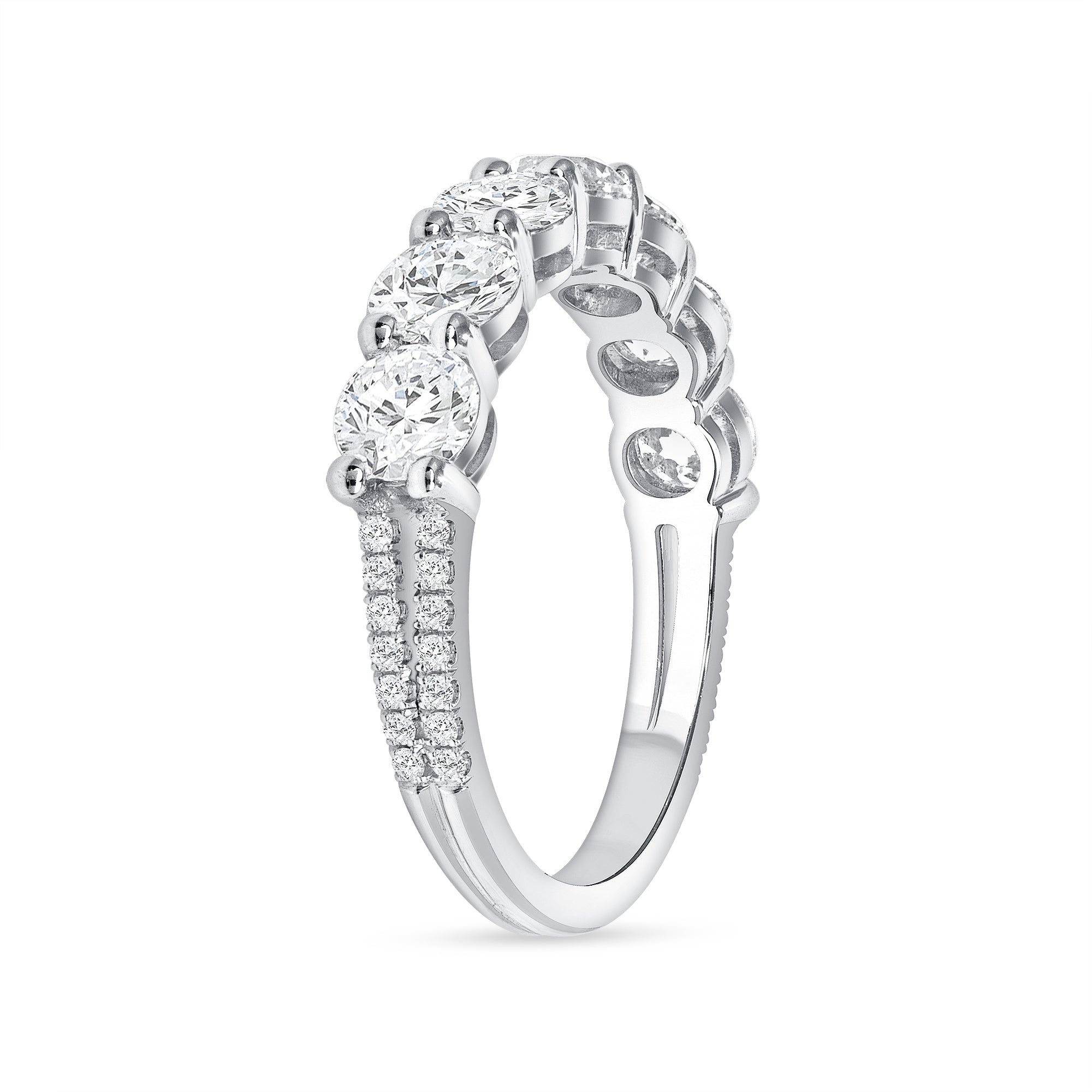 2.16 CT Round Brilliant Cut Diamond 14K White Gold Pavé Half Eternity Band