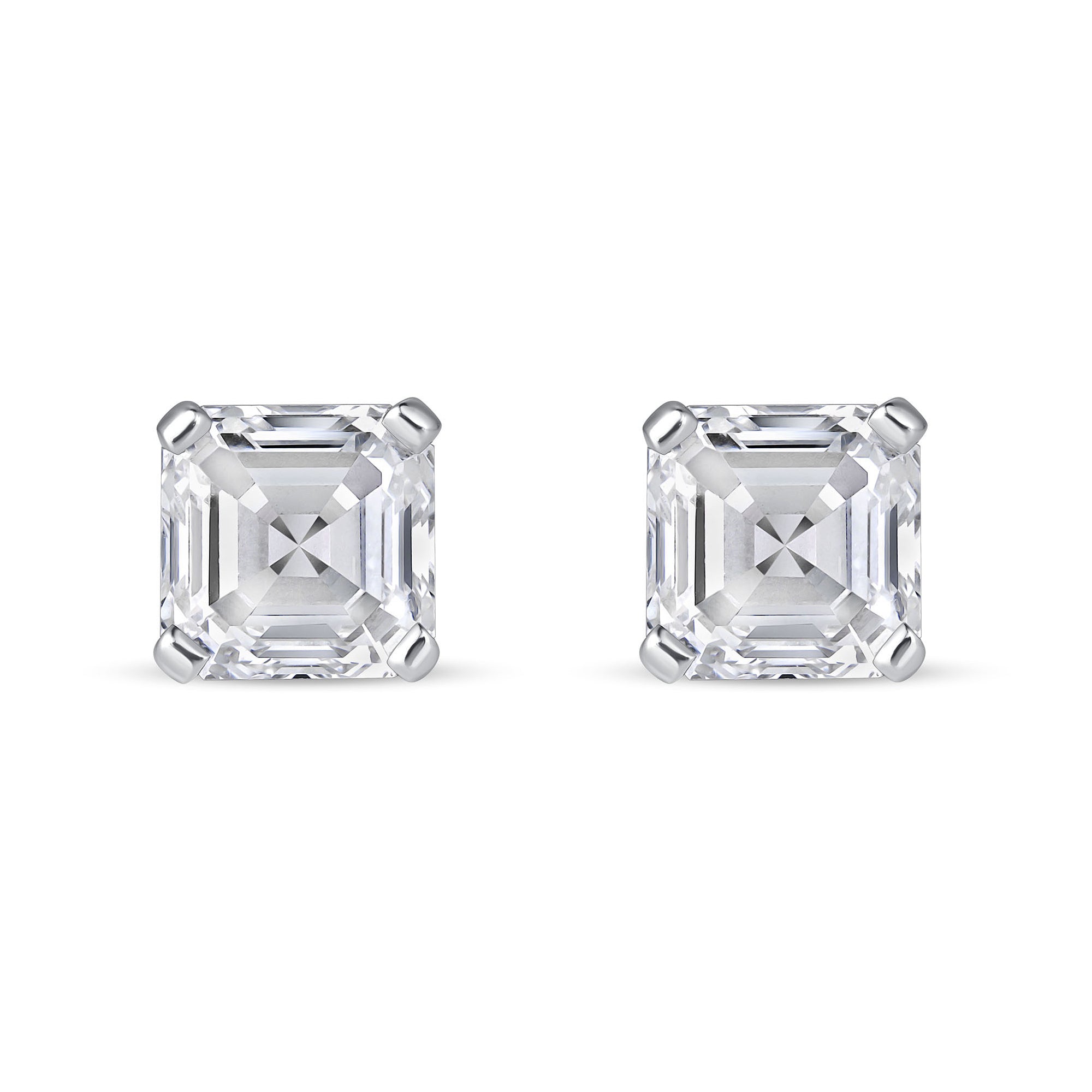 4 CT Asscher Cut Diamond Stud Earrings in Platinum