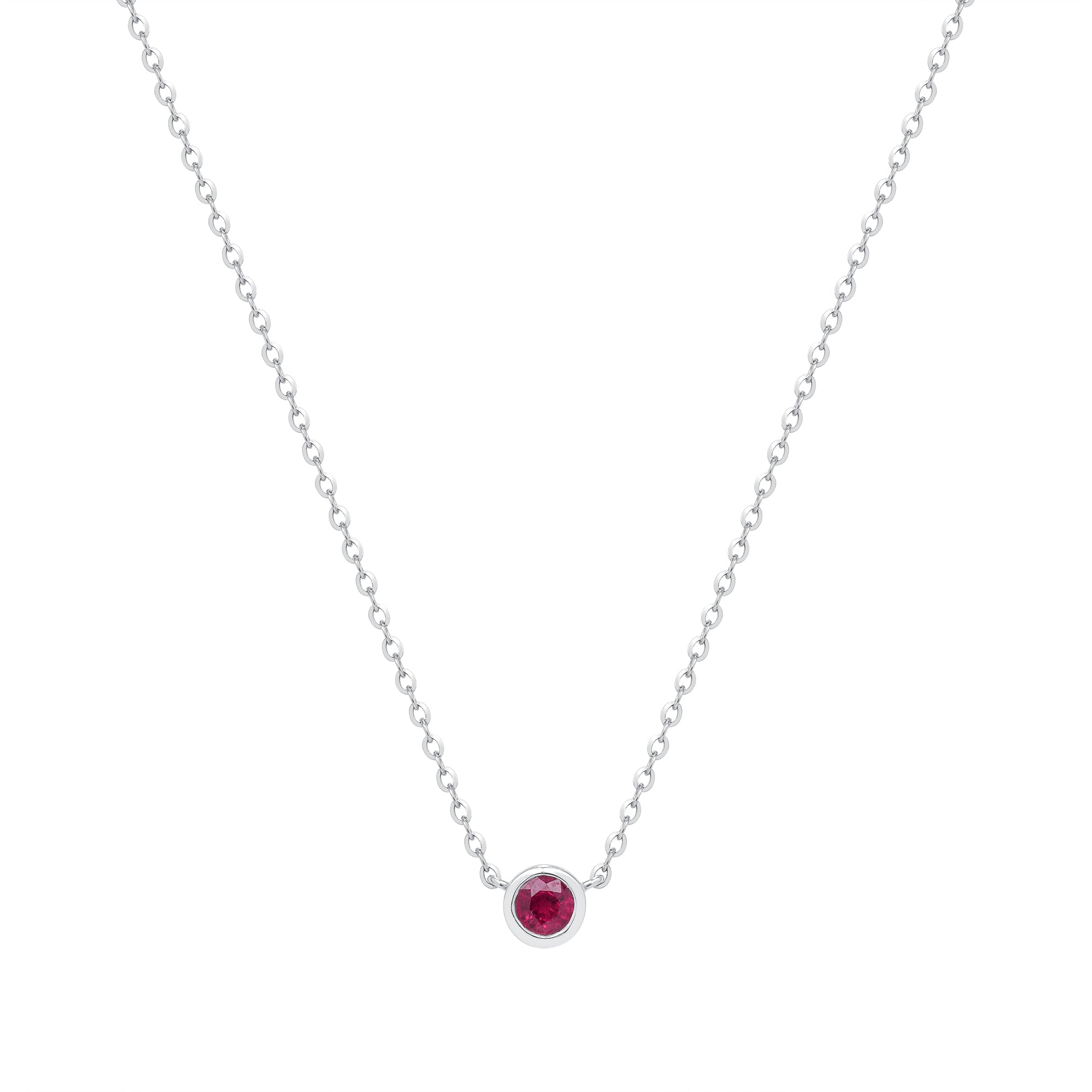 Ruby Bezel Set Pendant In 18 Karat White Gold