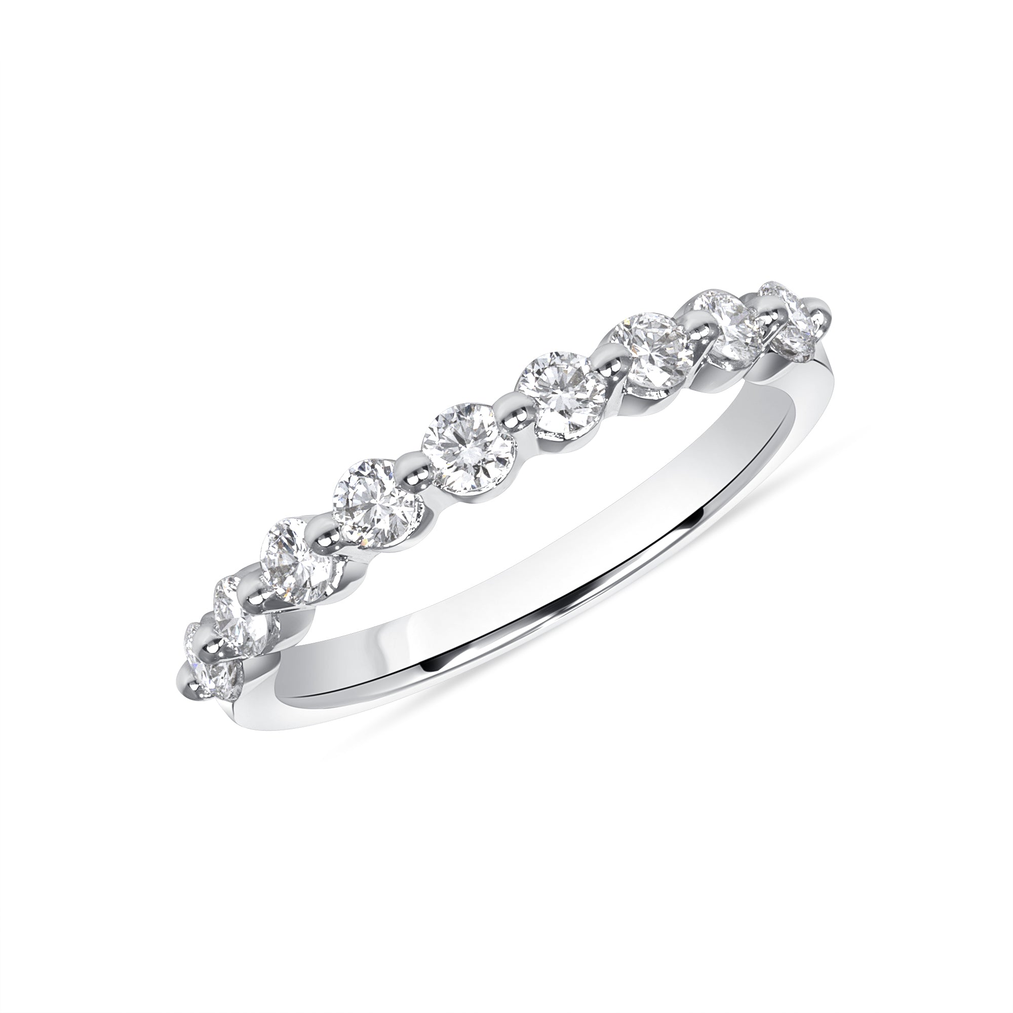 0.5 CT Round Cut Diamond Half Eternity Band in 14K White Gold