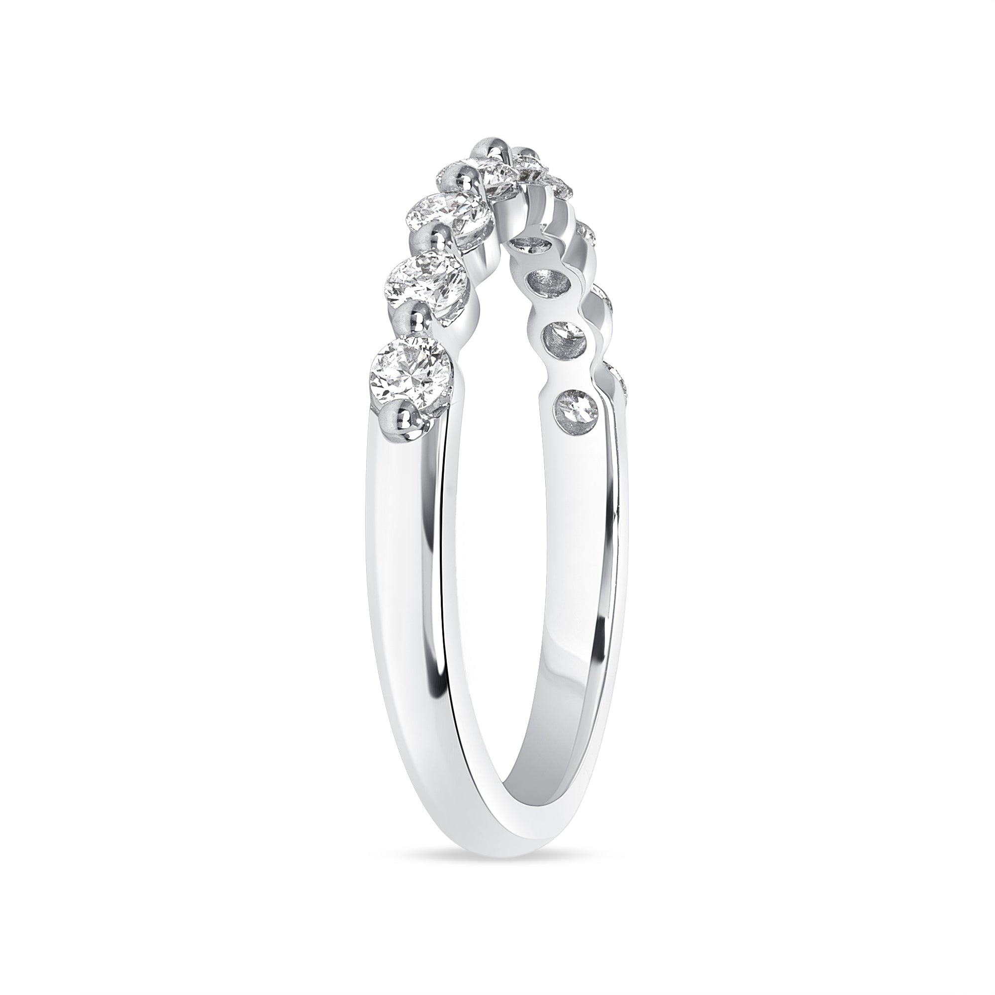 0.5 CT Round Cut Diamond Half Eternity Band in 14K White Gold