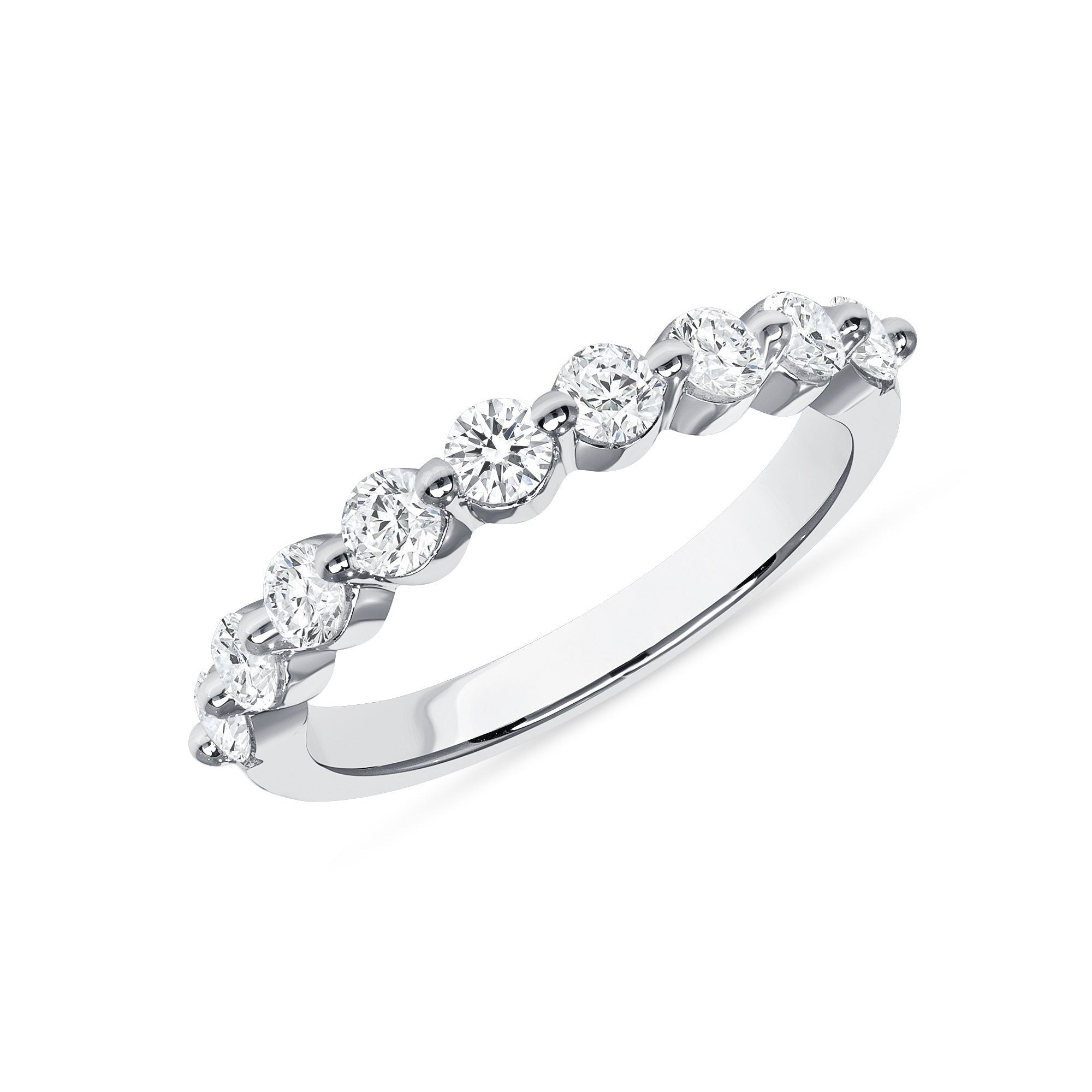 0.75 CT Round Cut Diamond 14K White Gold Half Eternity Band