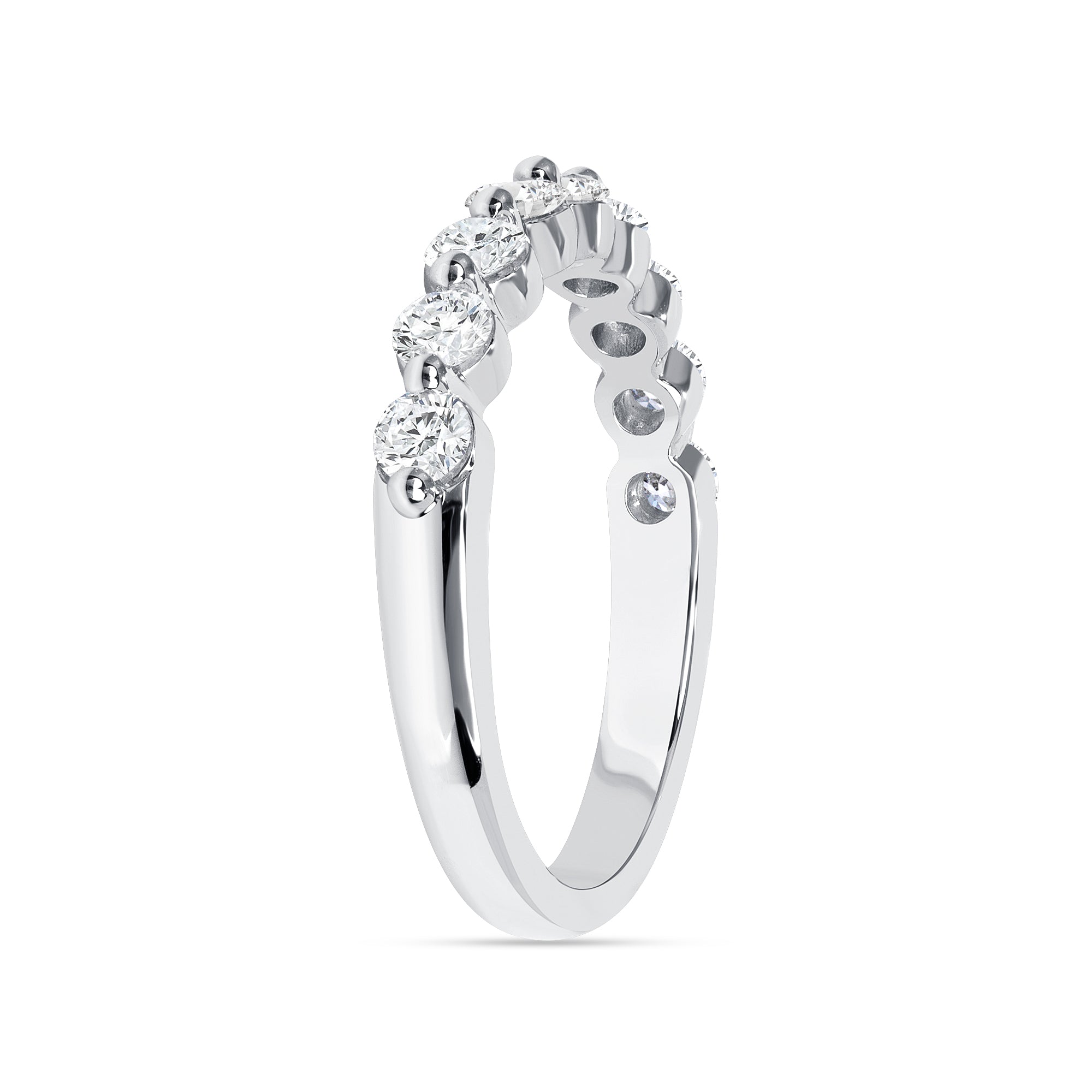 0.75 CT Round Cut Diamond 14K White Gold Half Eternity Band