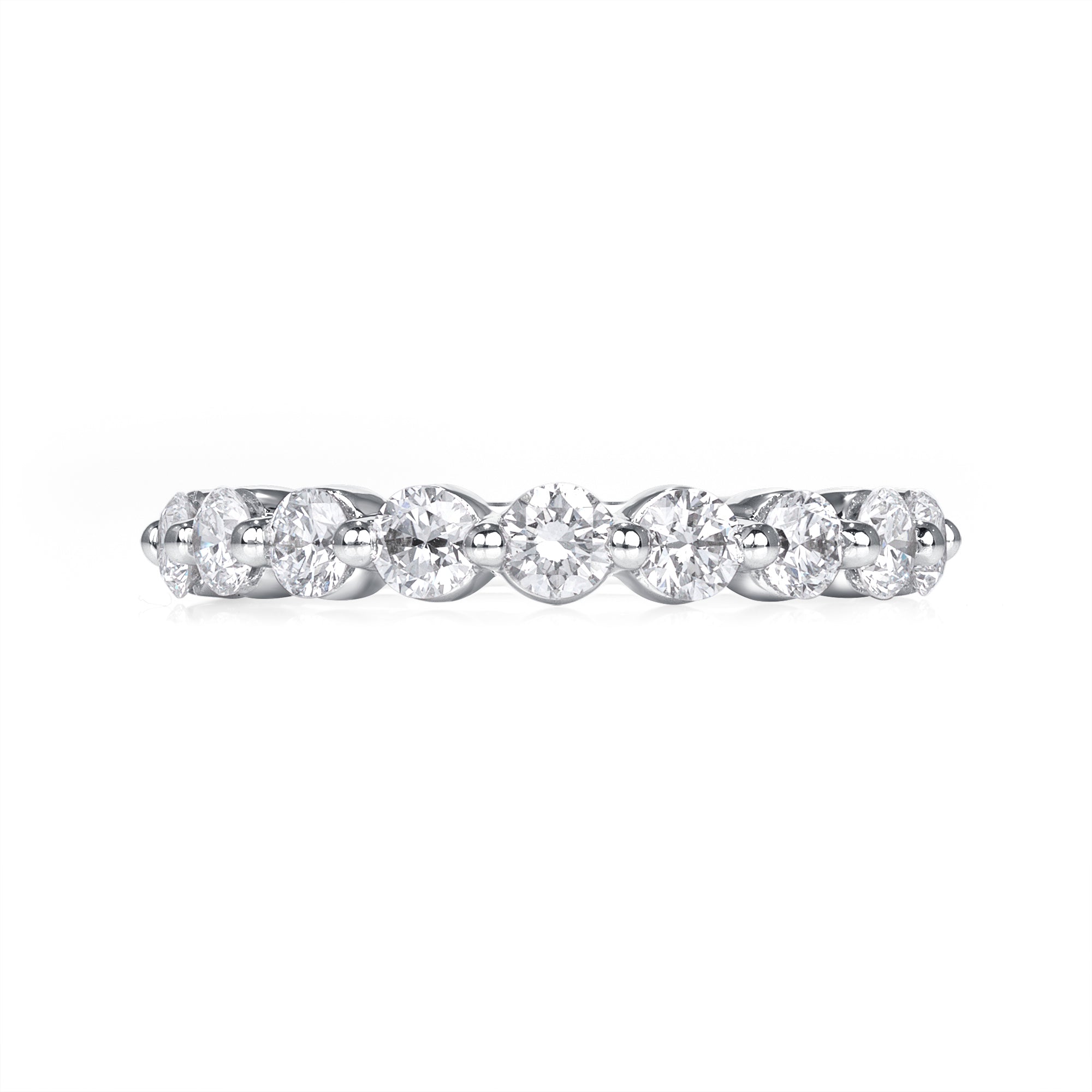 1 CT Round Cut Diamond Half Eternity Band in 14K White Gold