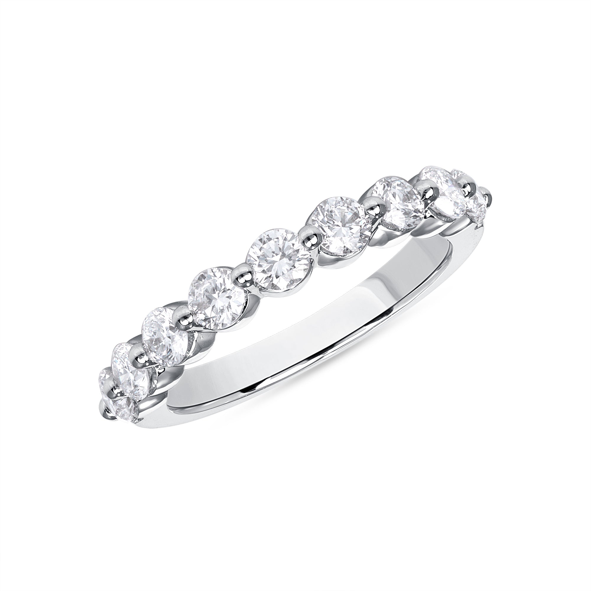 1 CT Round Cut Diamond Half Eternity Band in 14K White Gold