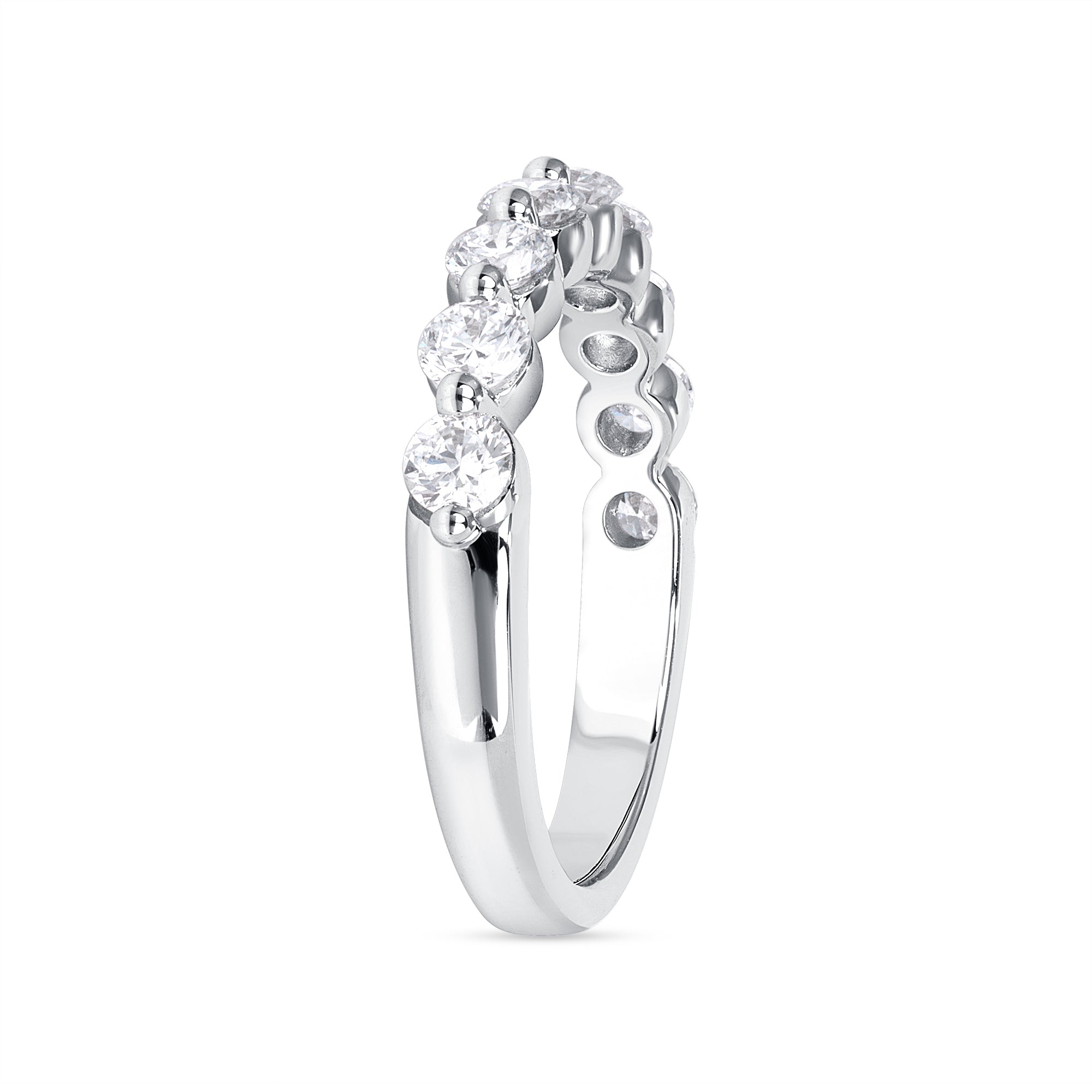 1 CT Round Cut Diamond Half Eternity Band in 14K White Gold