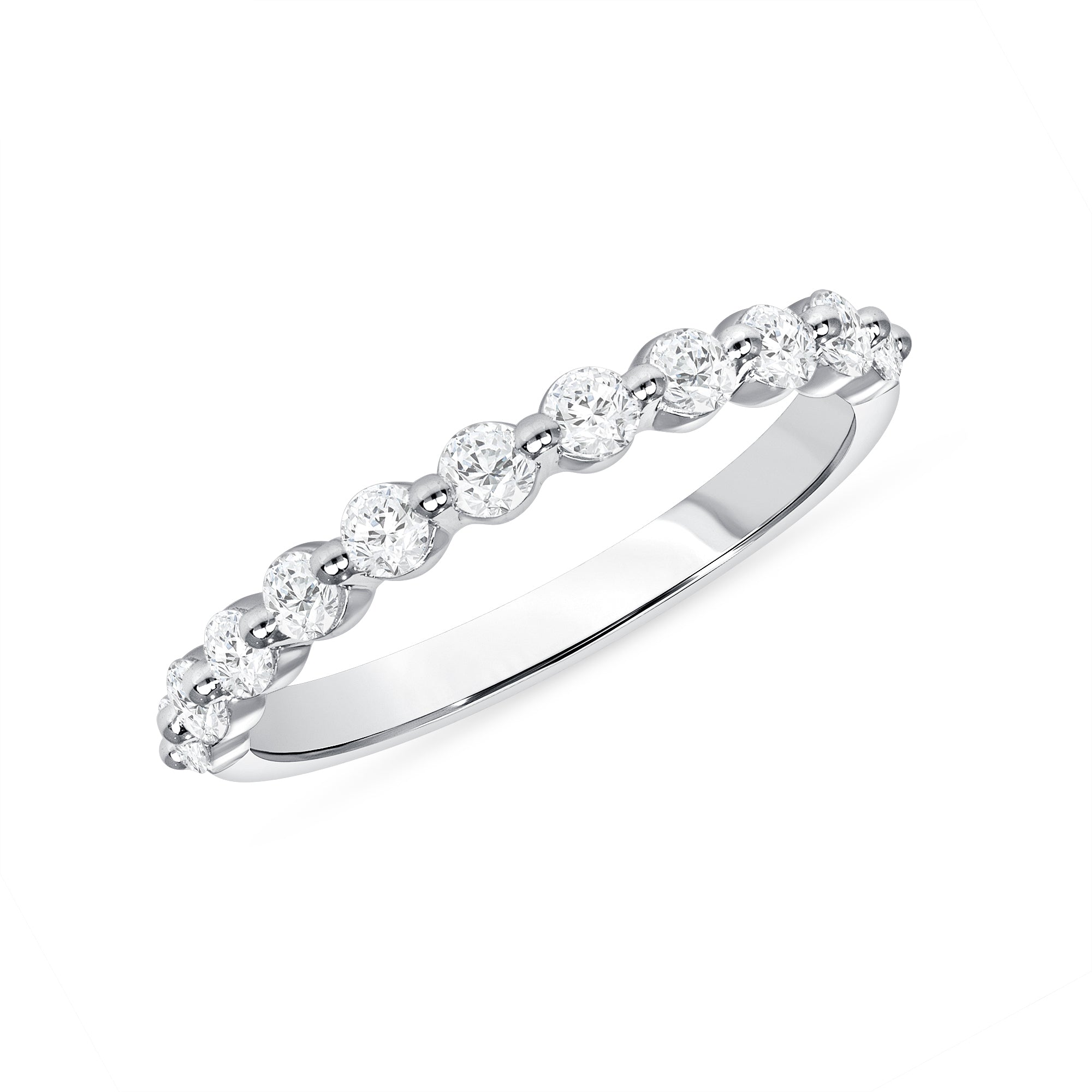 0.5 CT Round Cut Diamond 14K White Gold Half Eternity Band