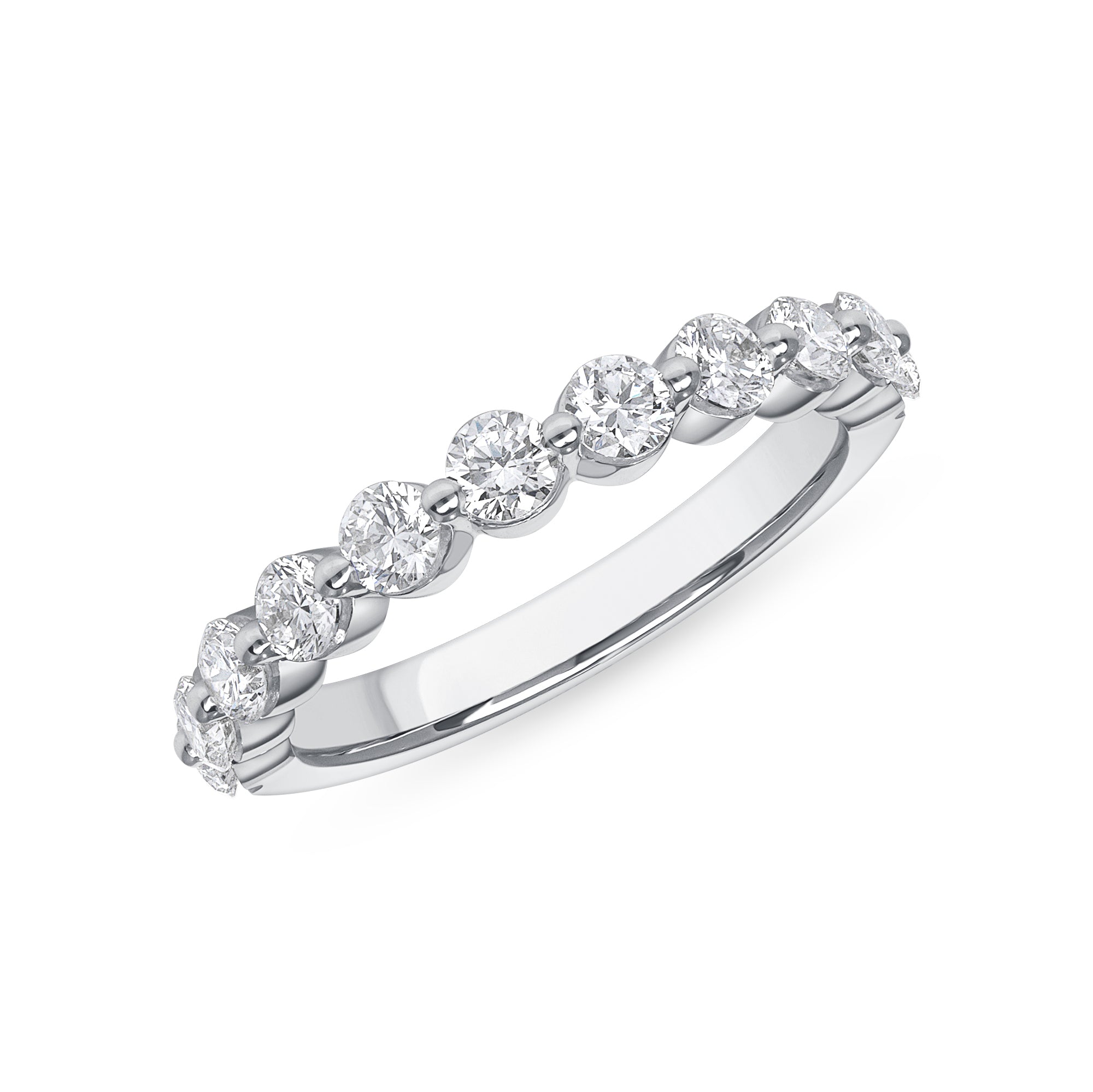 1 CT Round Cut Diamond 14K White Gold Half Eternity Band