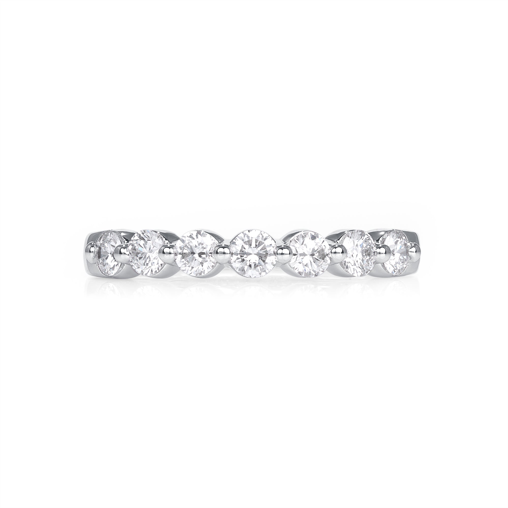 0.55 CT Round Cut Diamond Seven Stone Ring in 14K White Gold