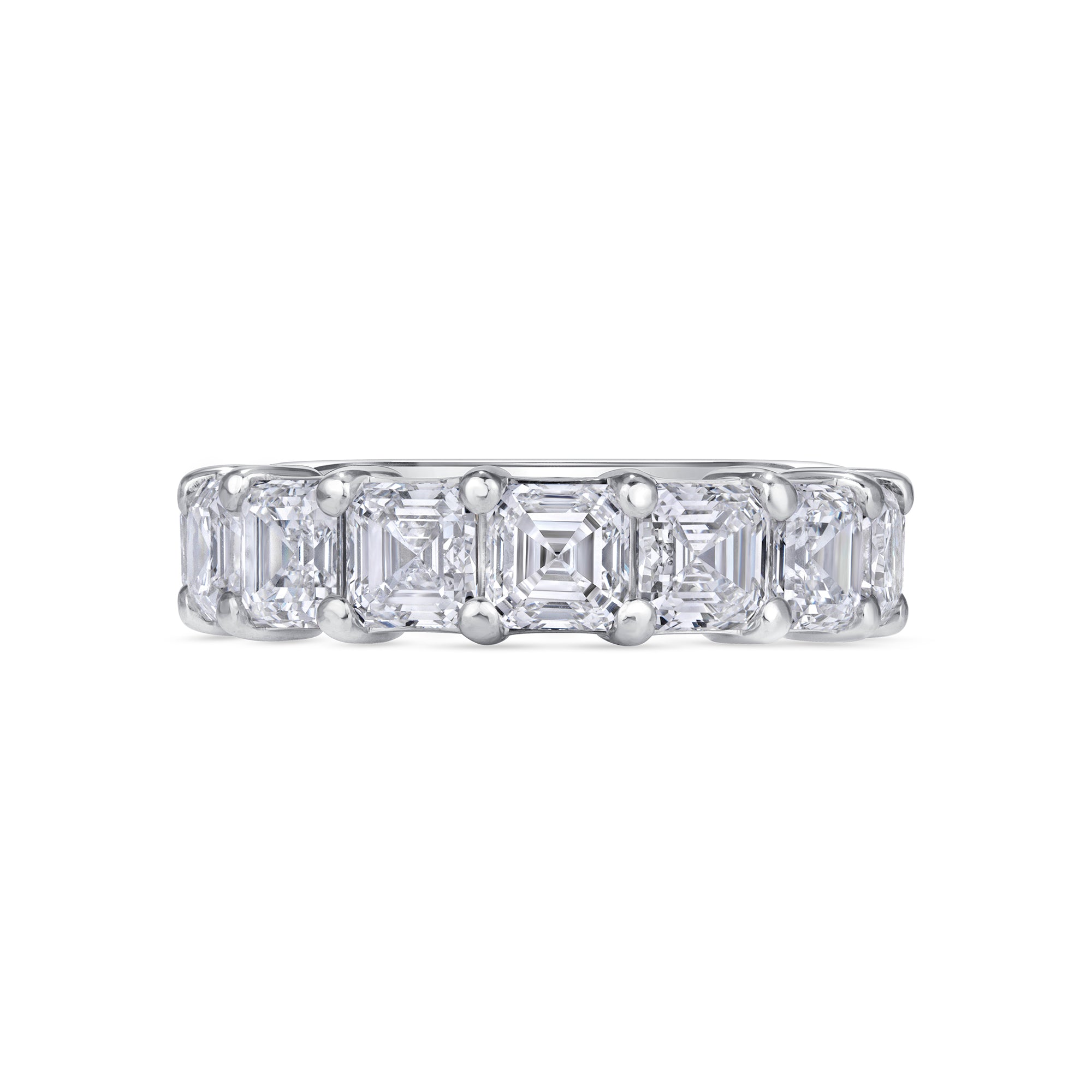 Asscher Cut Diamond Band Going 3/4 Way Around In Platinum Ruthenium