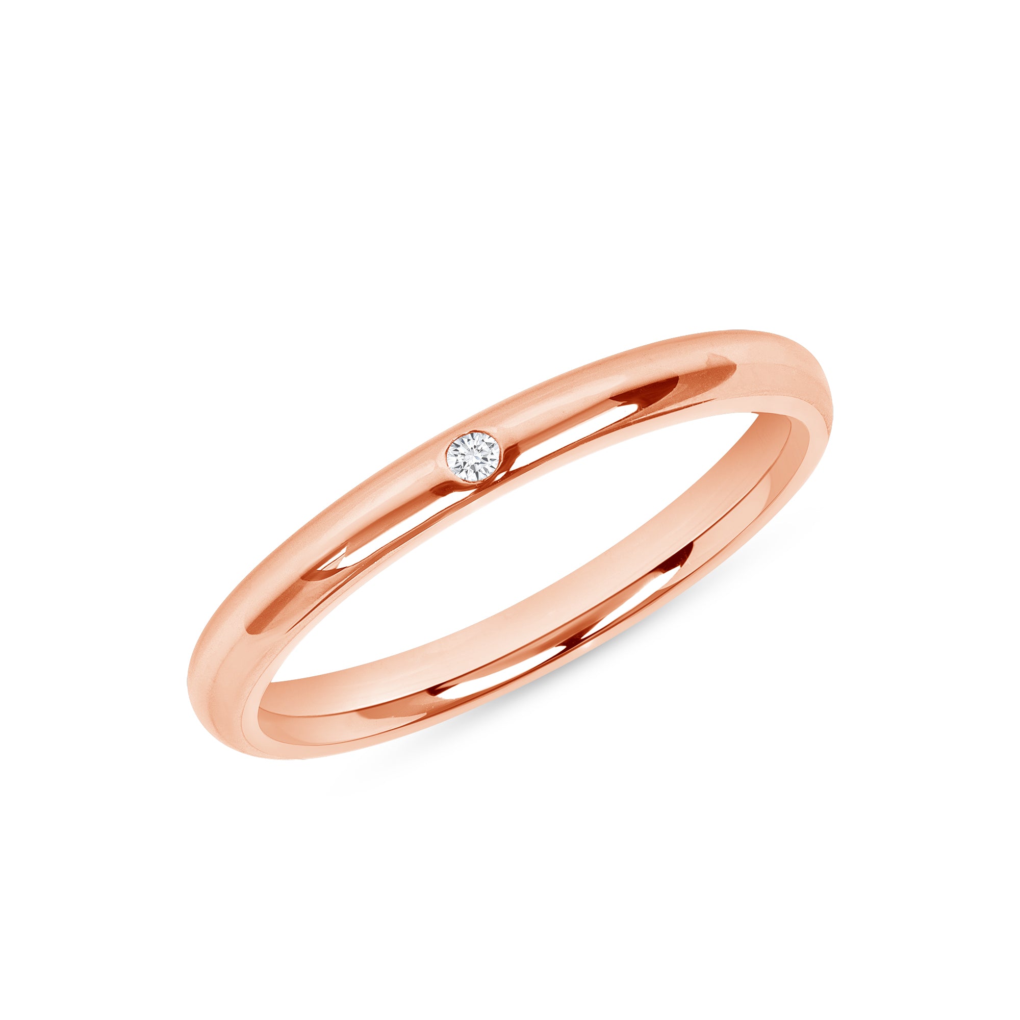 Round Brilliant Cut Diamond Flush Set Band In 18 Karat Rose Gold