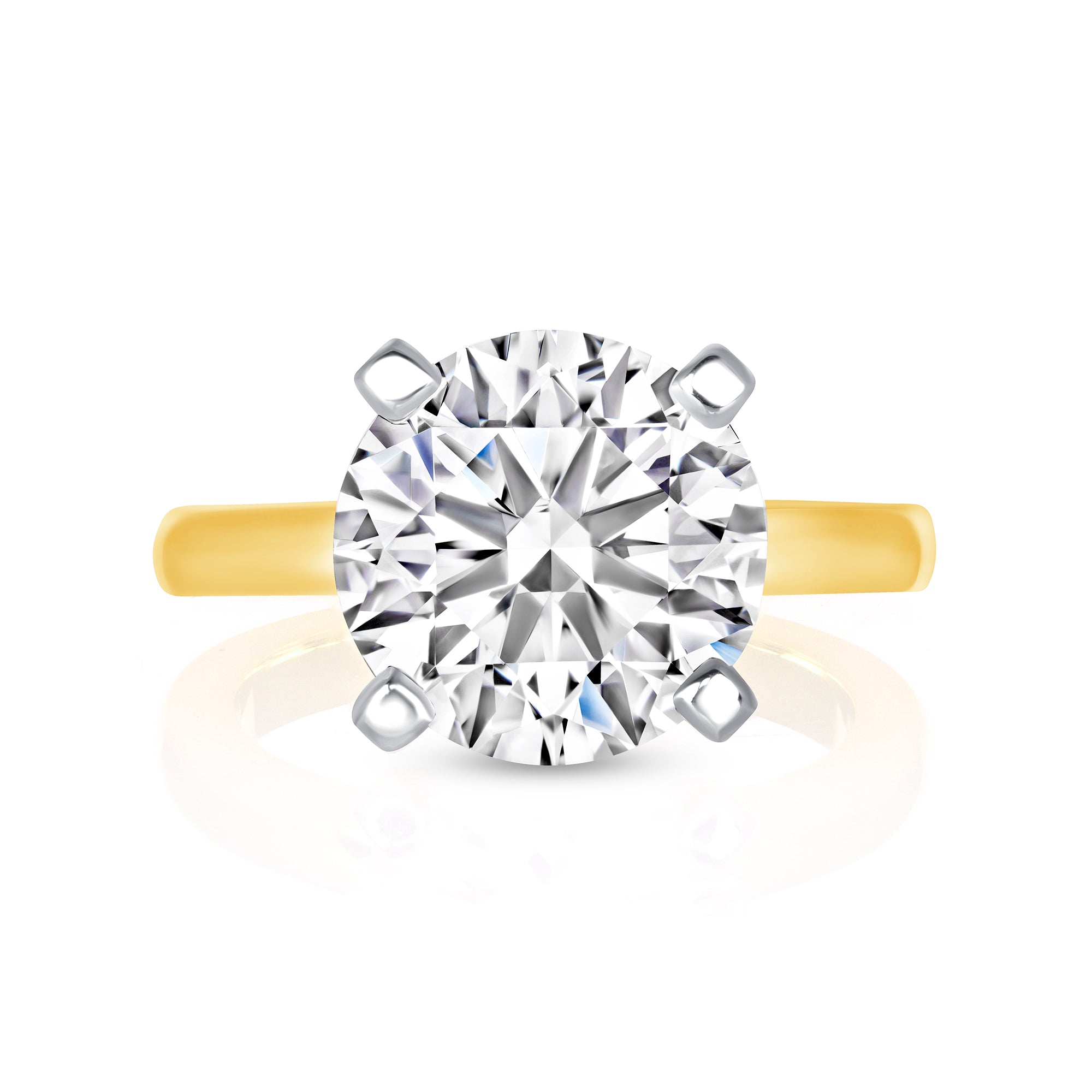 Round Brilliant Diamond Solitaire Ring in 18K Yellow Gold and Platinum