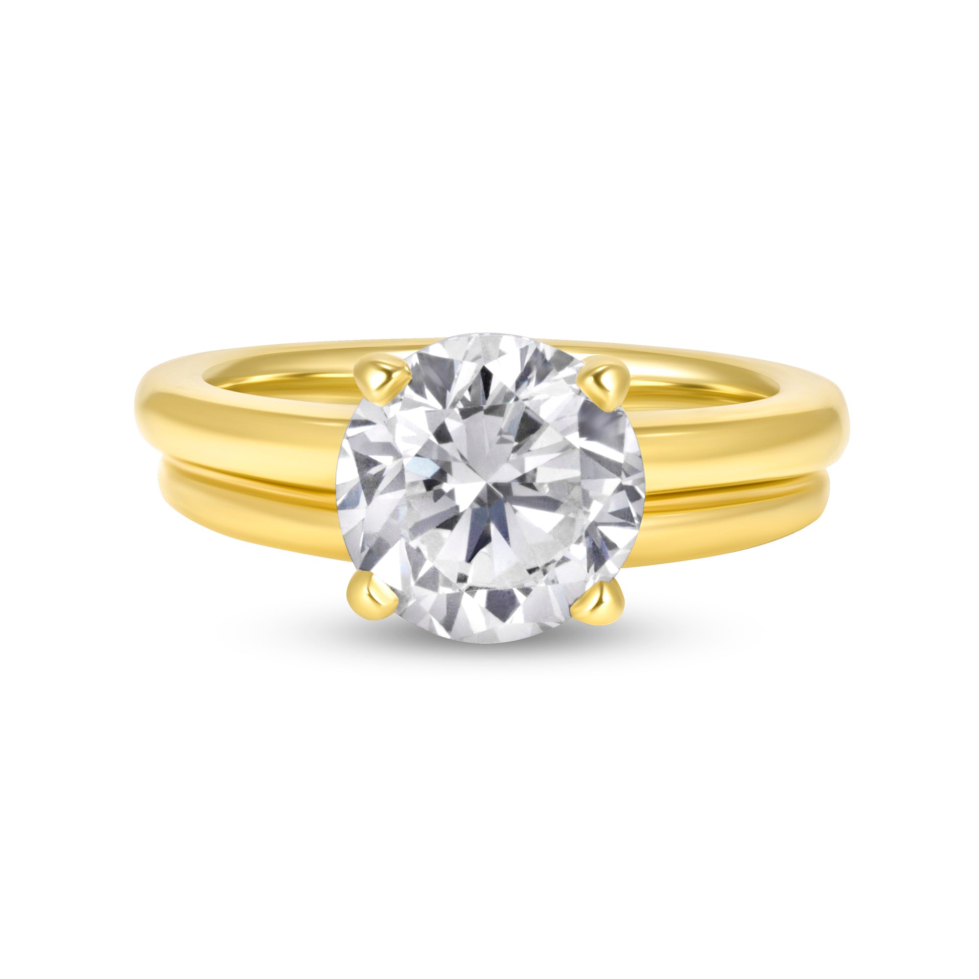 Brilliant Round Diamond Solitaire Bridal Set in 18K Yellow Gold