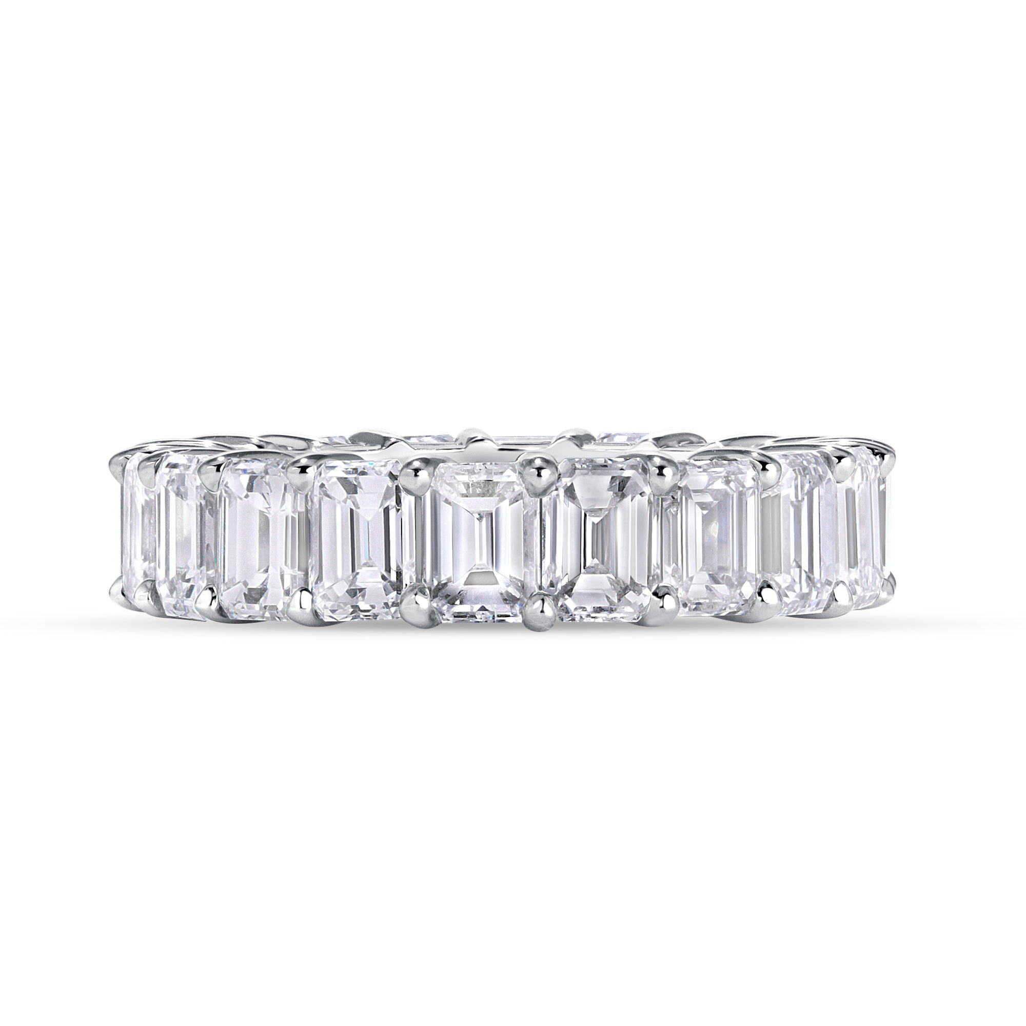 Emerald Cut Diamond Platinum Ruthenium Eternity Band