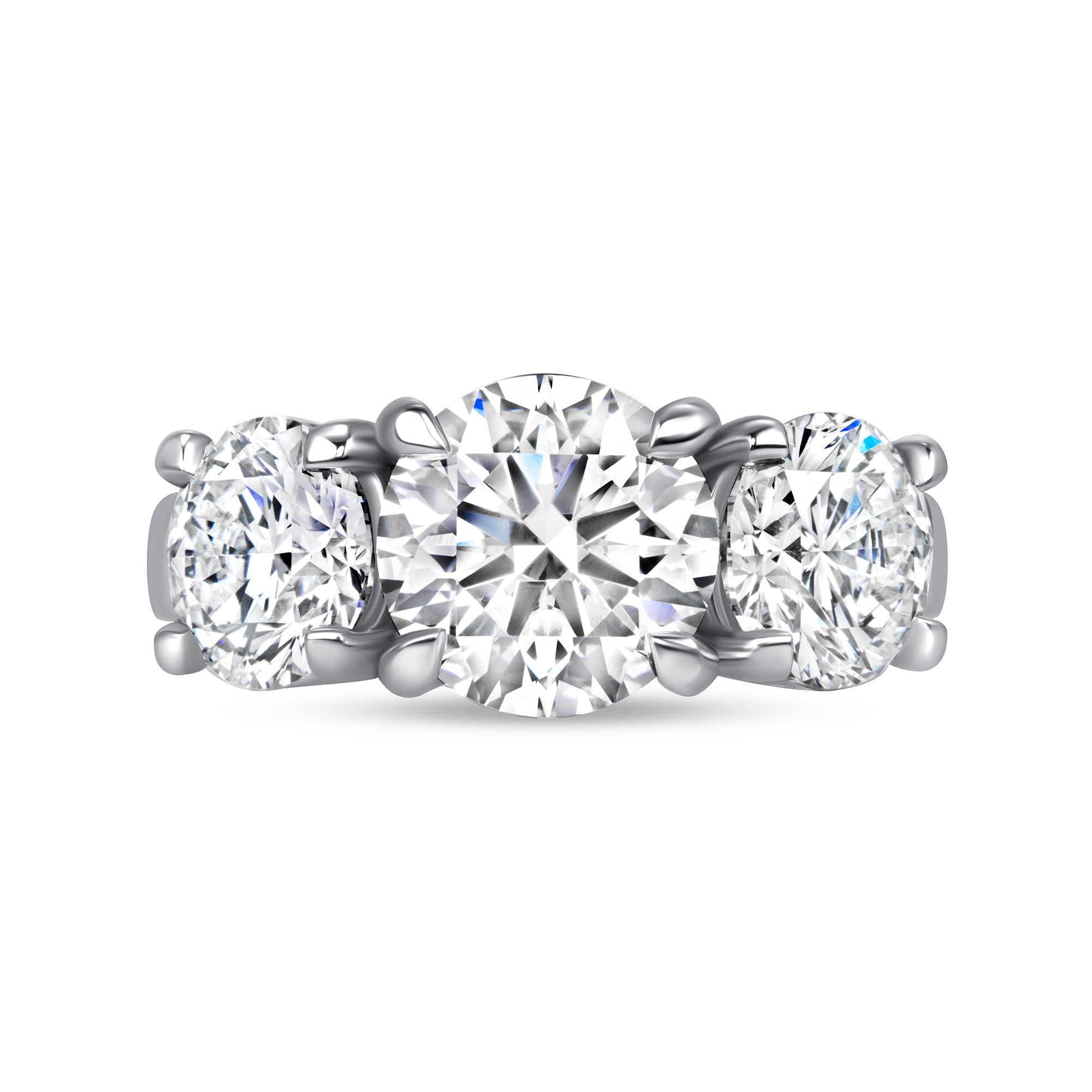 Round Brilliant Diamond Three-Stone Ring in Platinum