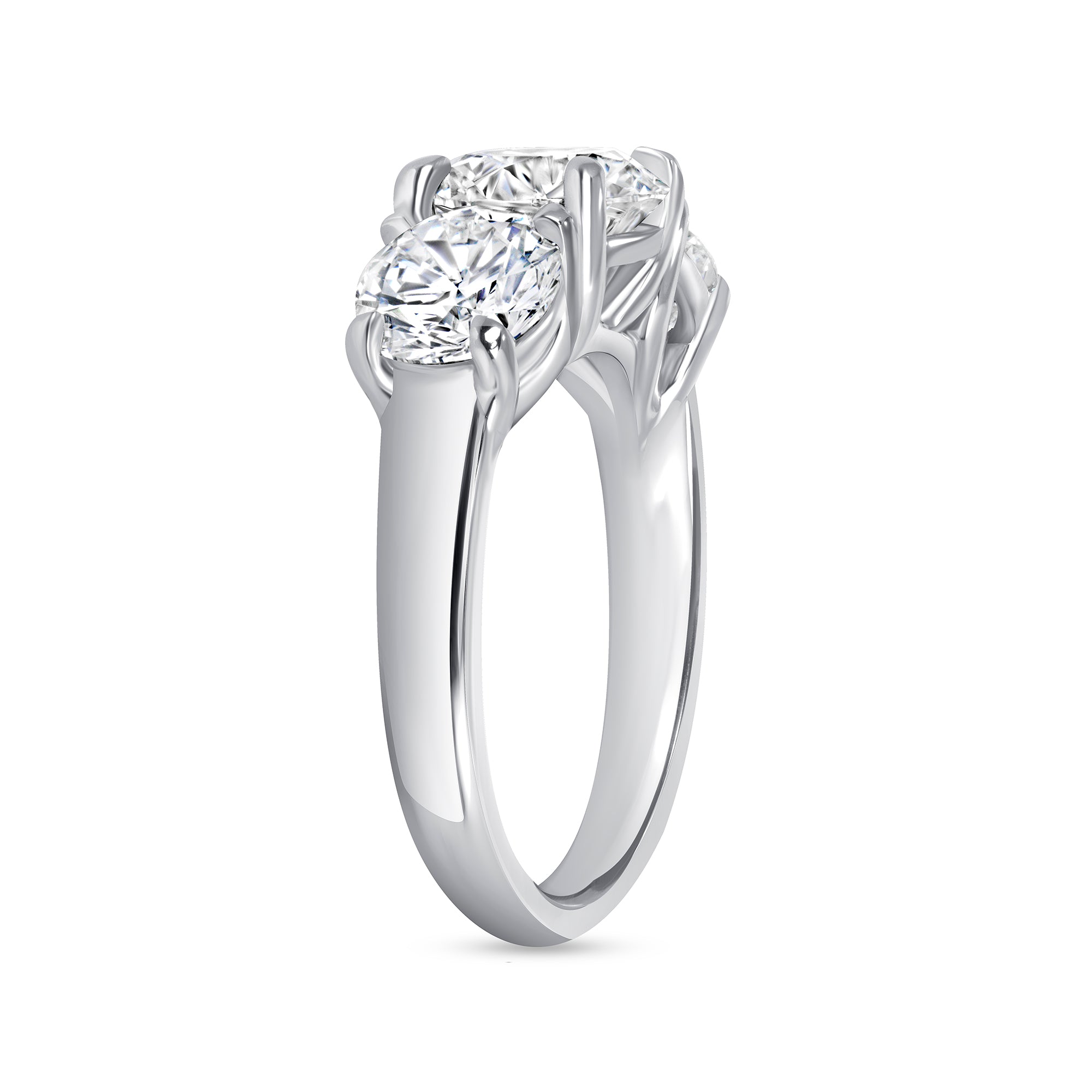 Round Brilliant Diamond Three-Stone Ring in Platinum