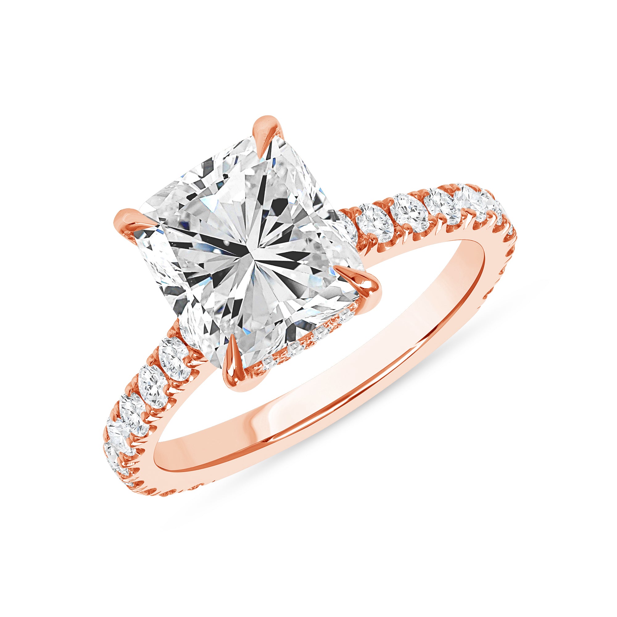 2.22ct Cushion Cut Diamond Engagement Ring in 14k Rose Gold Band, GIA Certified