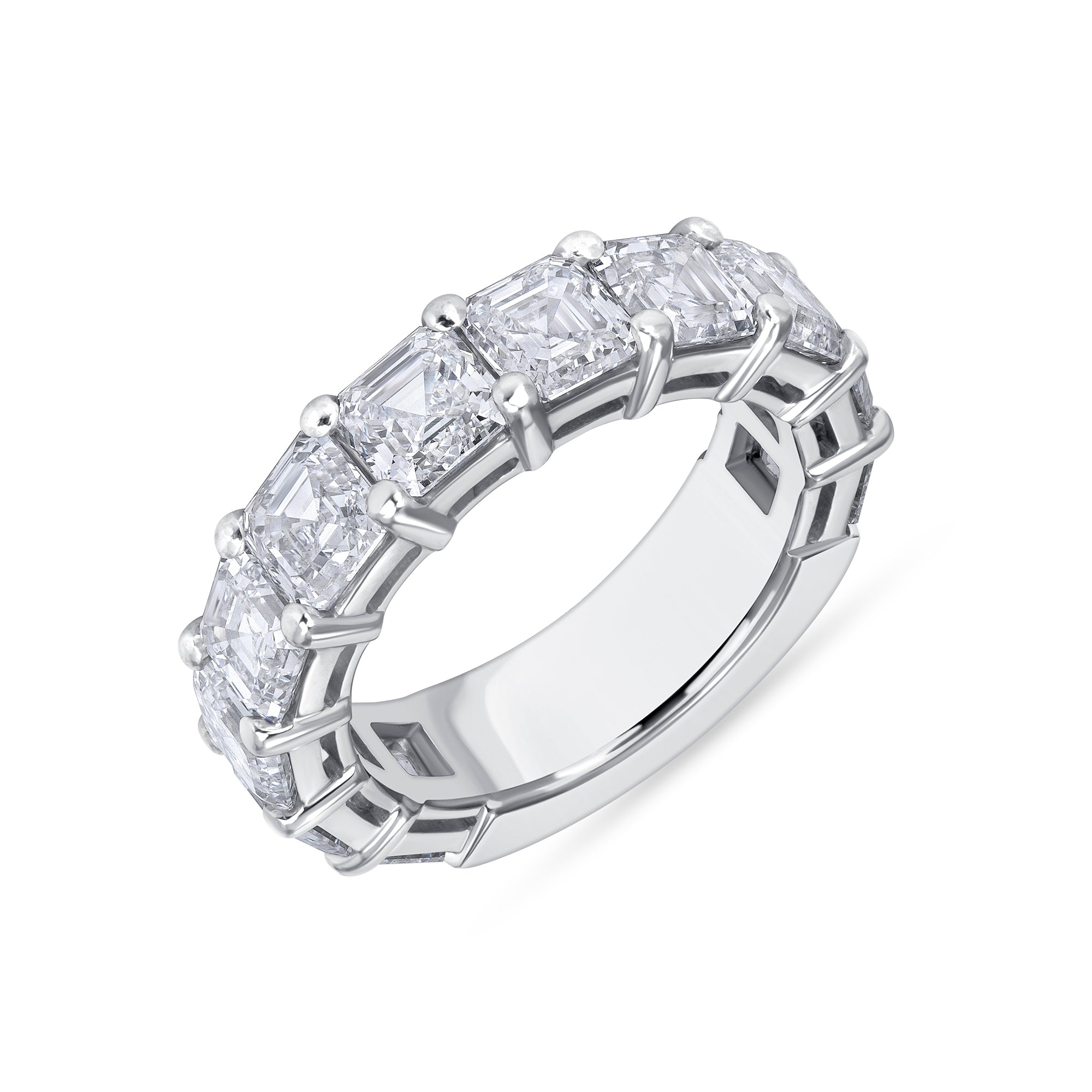 Asscher Cut Diamond Band Going 3/4 Way Around In Platinum Ruthenium