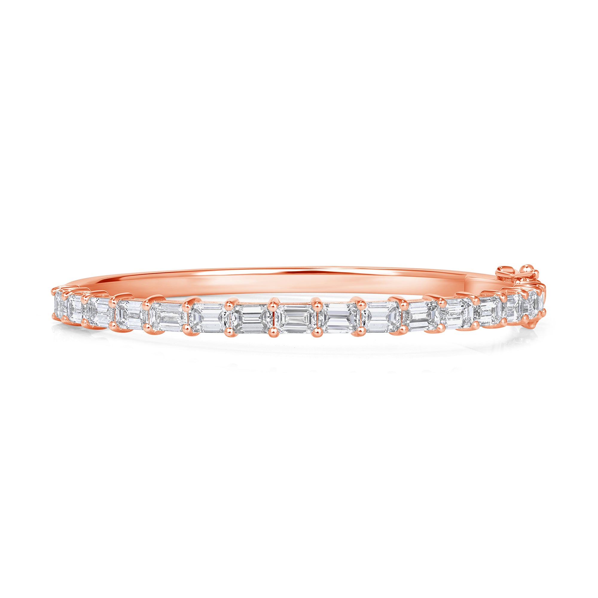 East West Set Emerald Cut Diamond Bangle In 18 karat Rose Gold