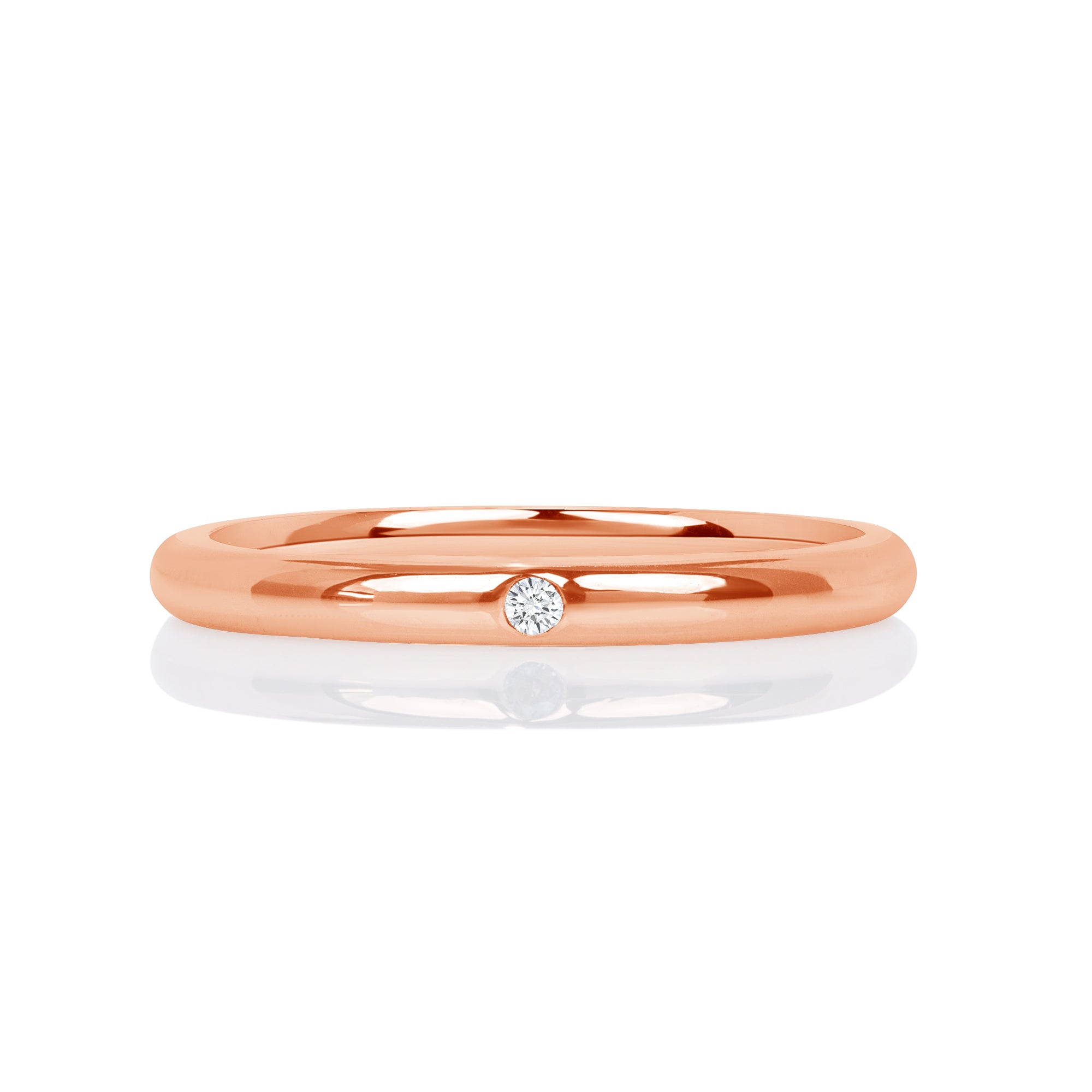 Round Brilliant Cut Diamond Flush Set Band In 18 Karat Rose Gold