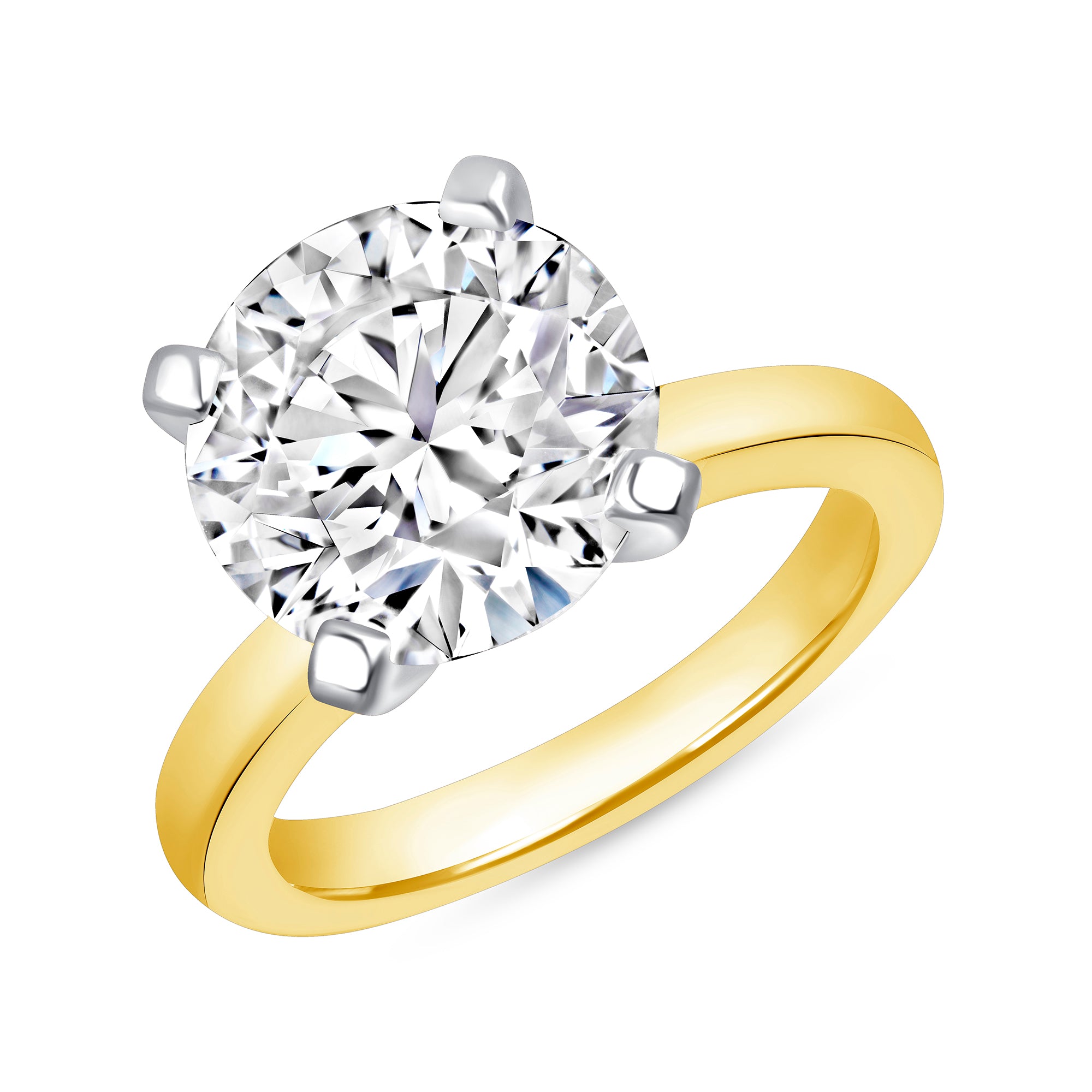Round Brilliant Diamond Solitaire Ring in 18K Yellow Gold and Platinum