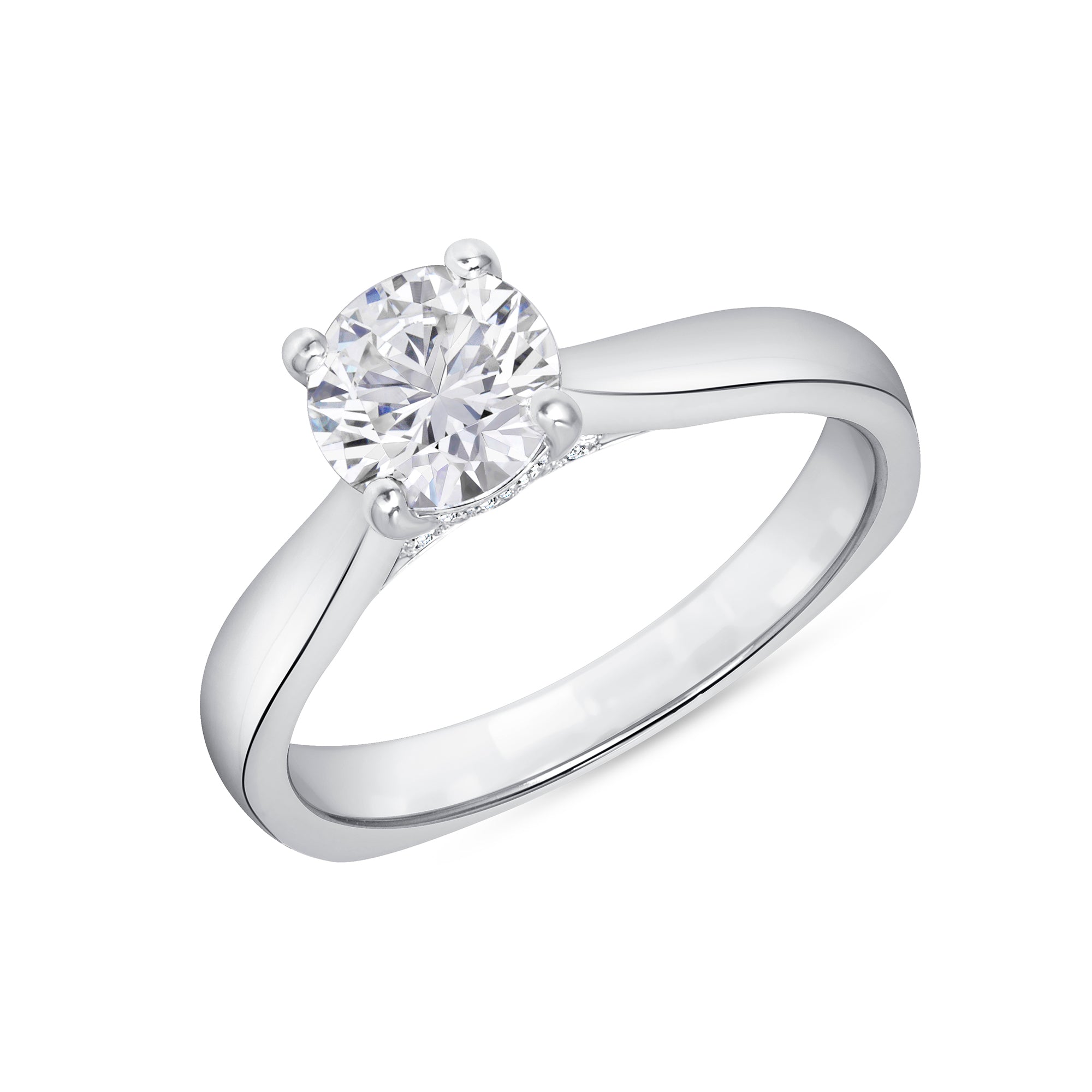 Round Brilliant Cut Diamond Solitaire Engagement Ring in Platinum