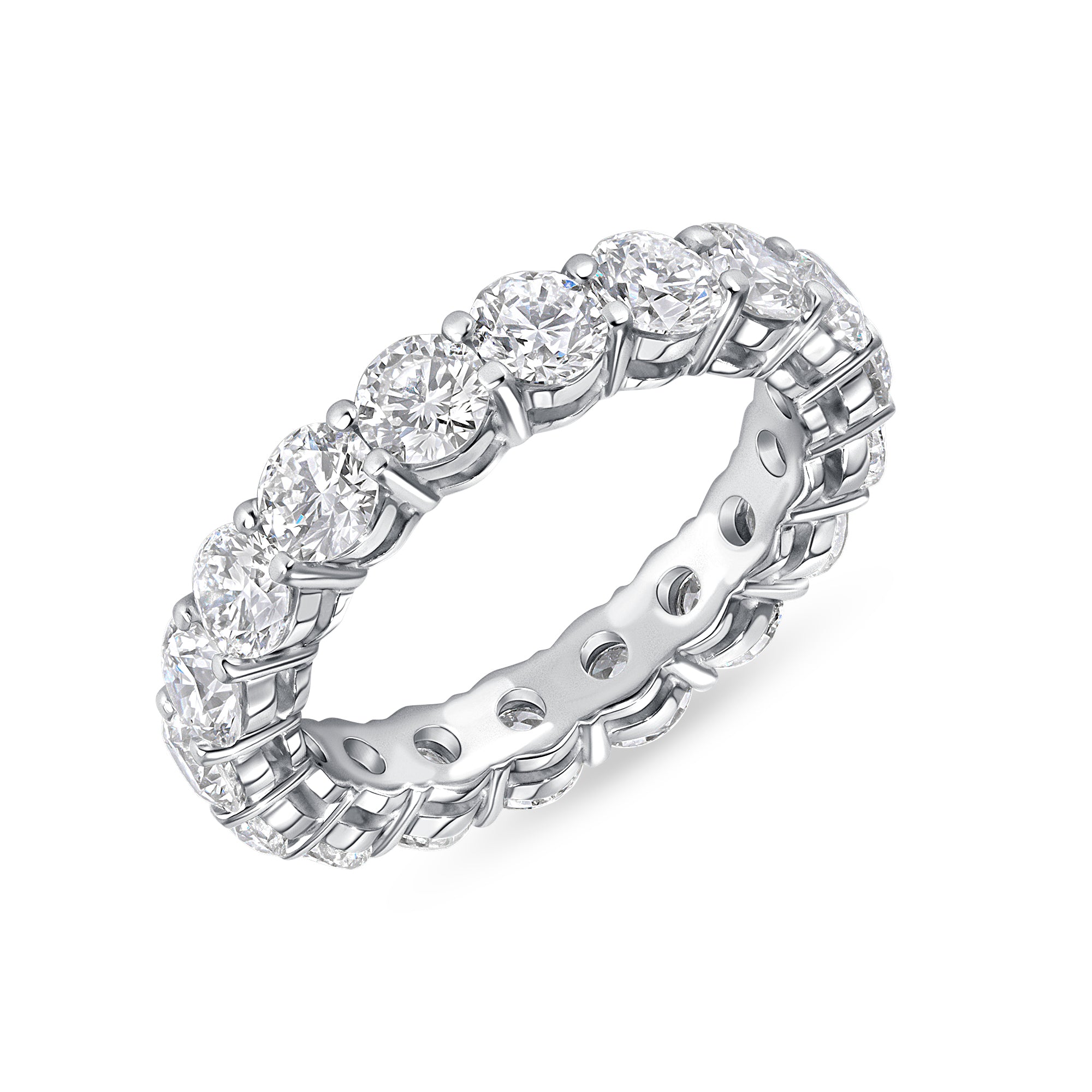 Round Cut Diamond Platinum Ruthenium Eternity Band