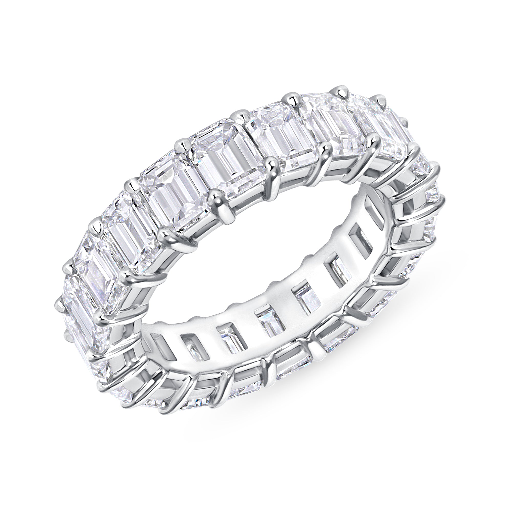 Emerald Cut Diamond Platinum Ruthenium Eternity Band