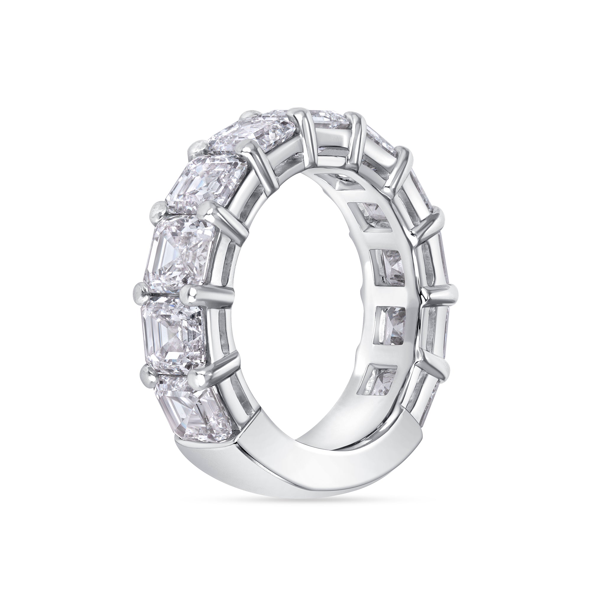 Asscher Cut Diamond Band Going 3/4 Way Around In Platinum Ruthenium