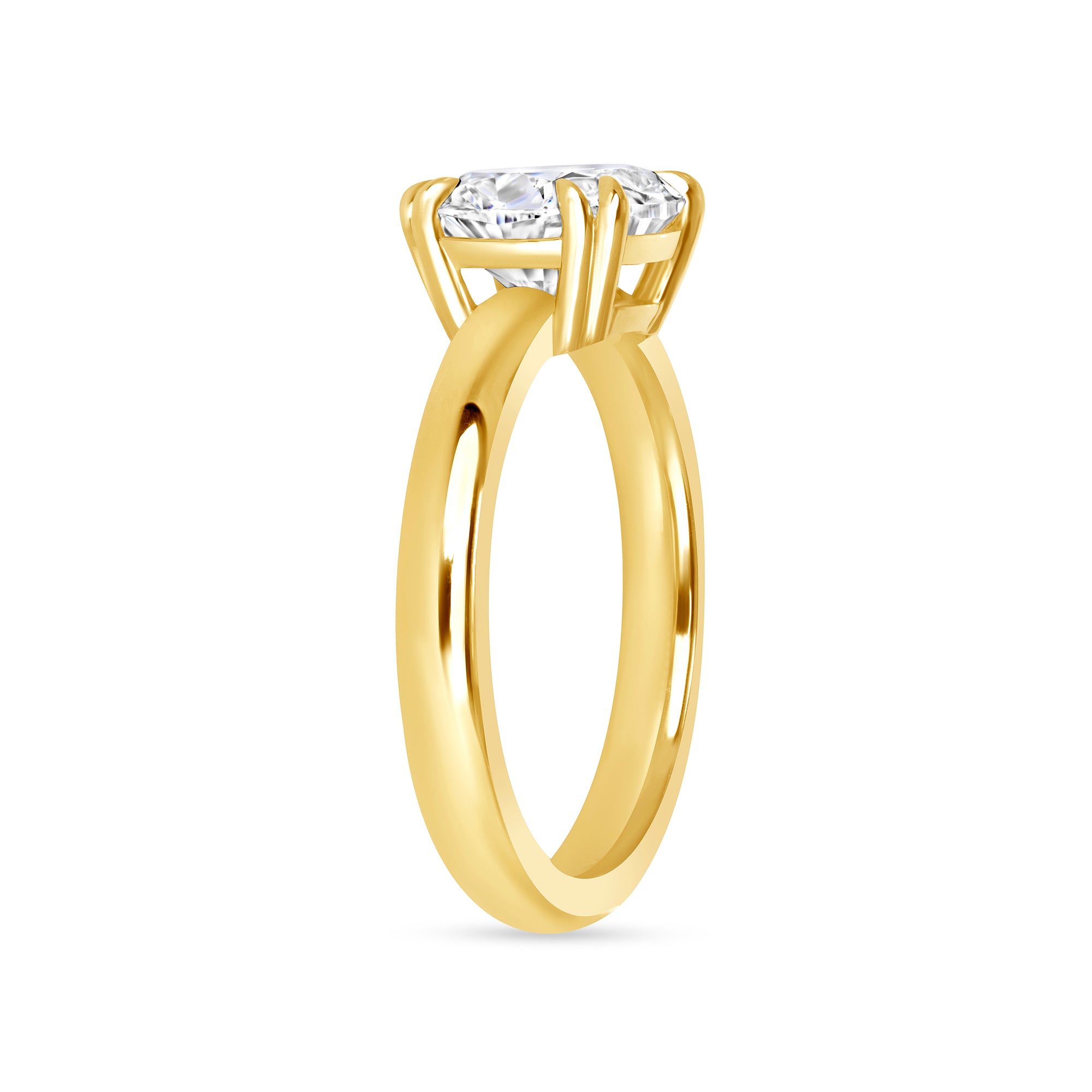 Cushion Cut Diamond East-West Solitaire Ring in 18K Yellow Gold