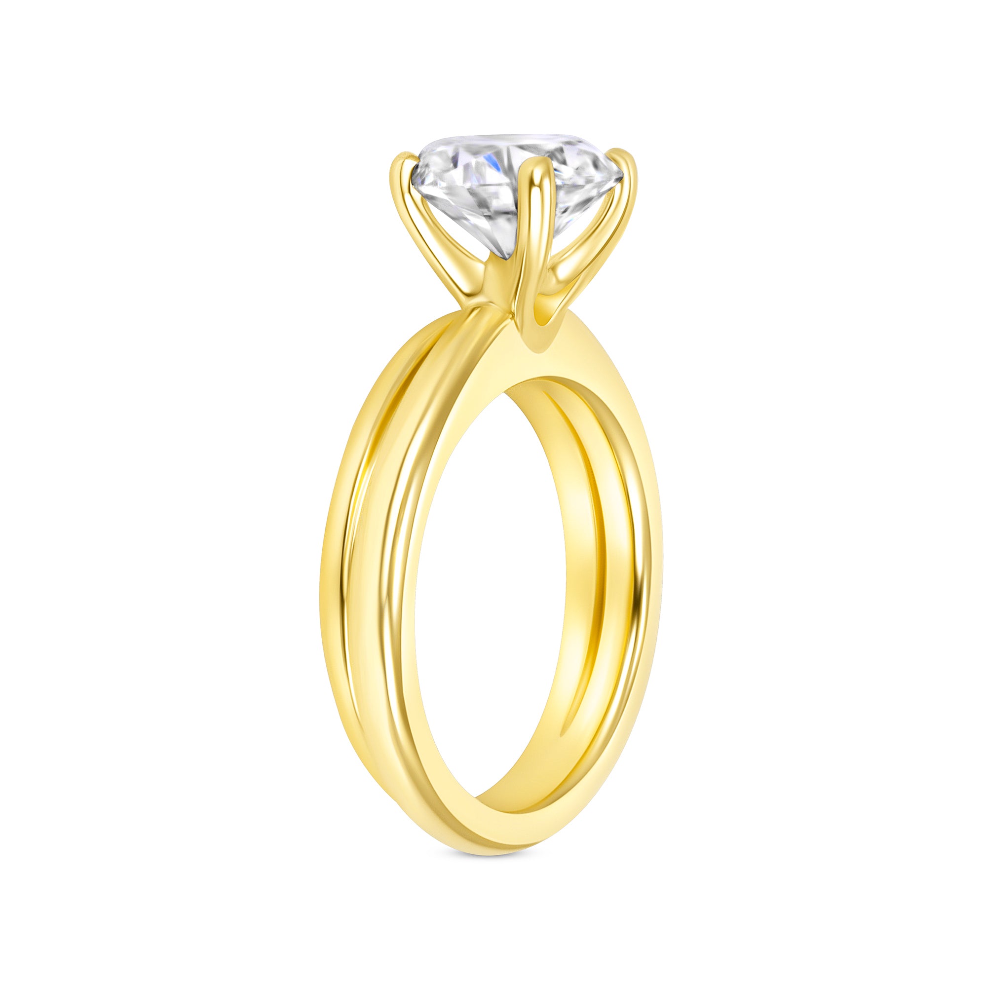 Brilliant Round Diamond Solitaire Bridal Set in 18K Yellow Gold