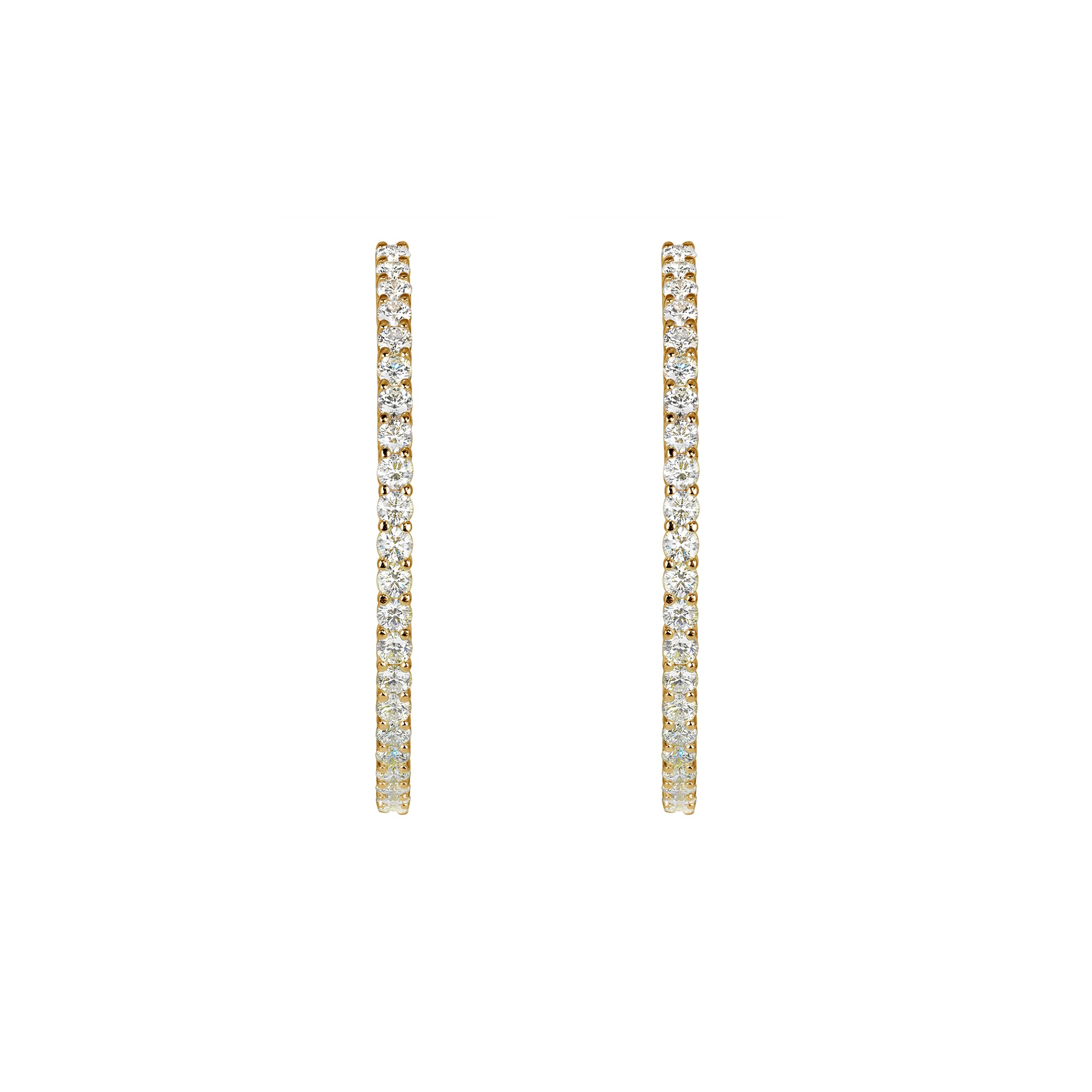 Round Cut Diamond Inside-Out Hoop Earrings in Yellow Gold