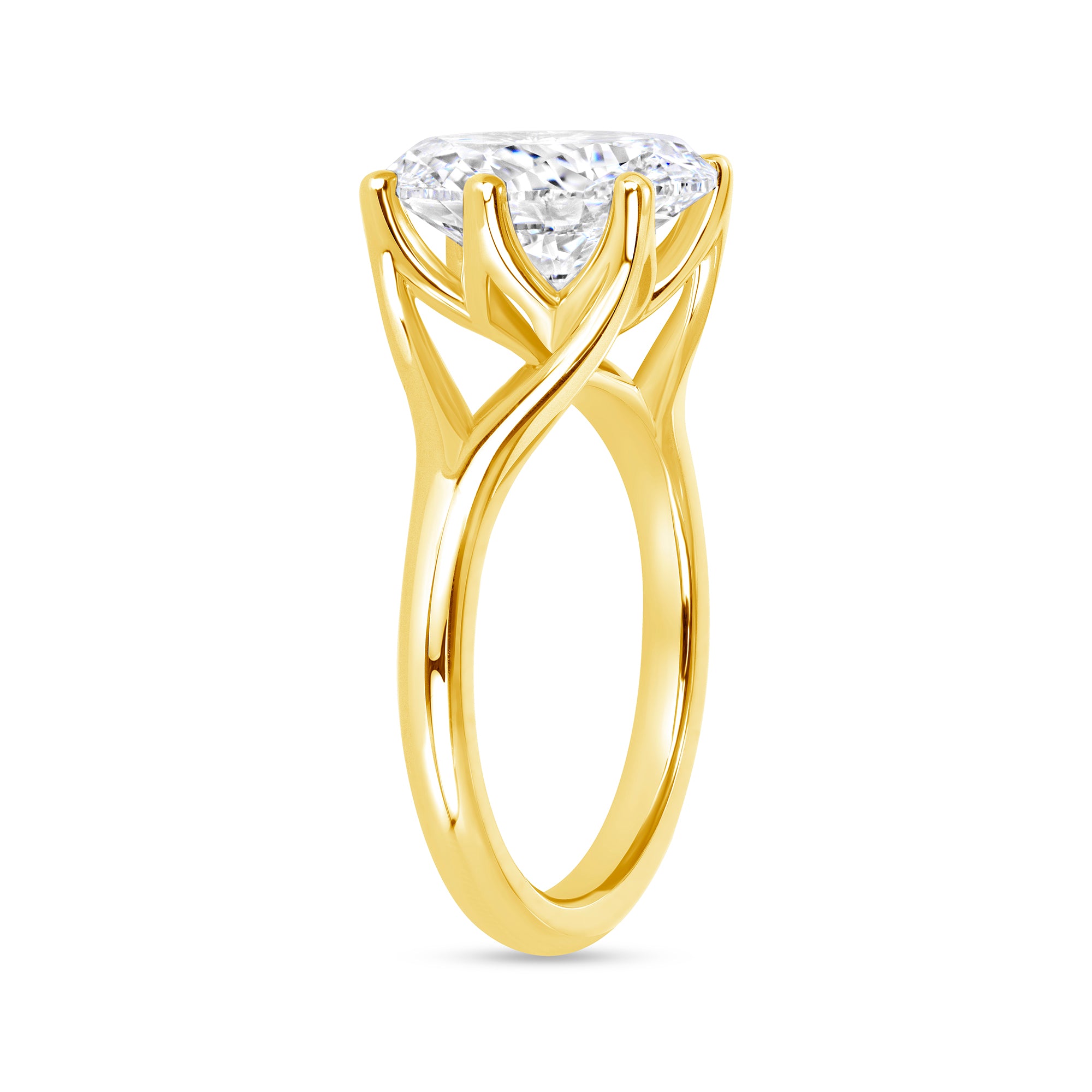 Oval Cut Diamond Split Shank Solitaire Ring in 18K White Gold