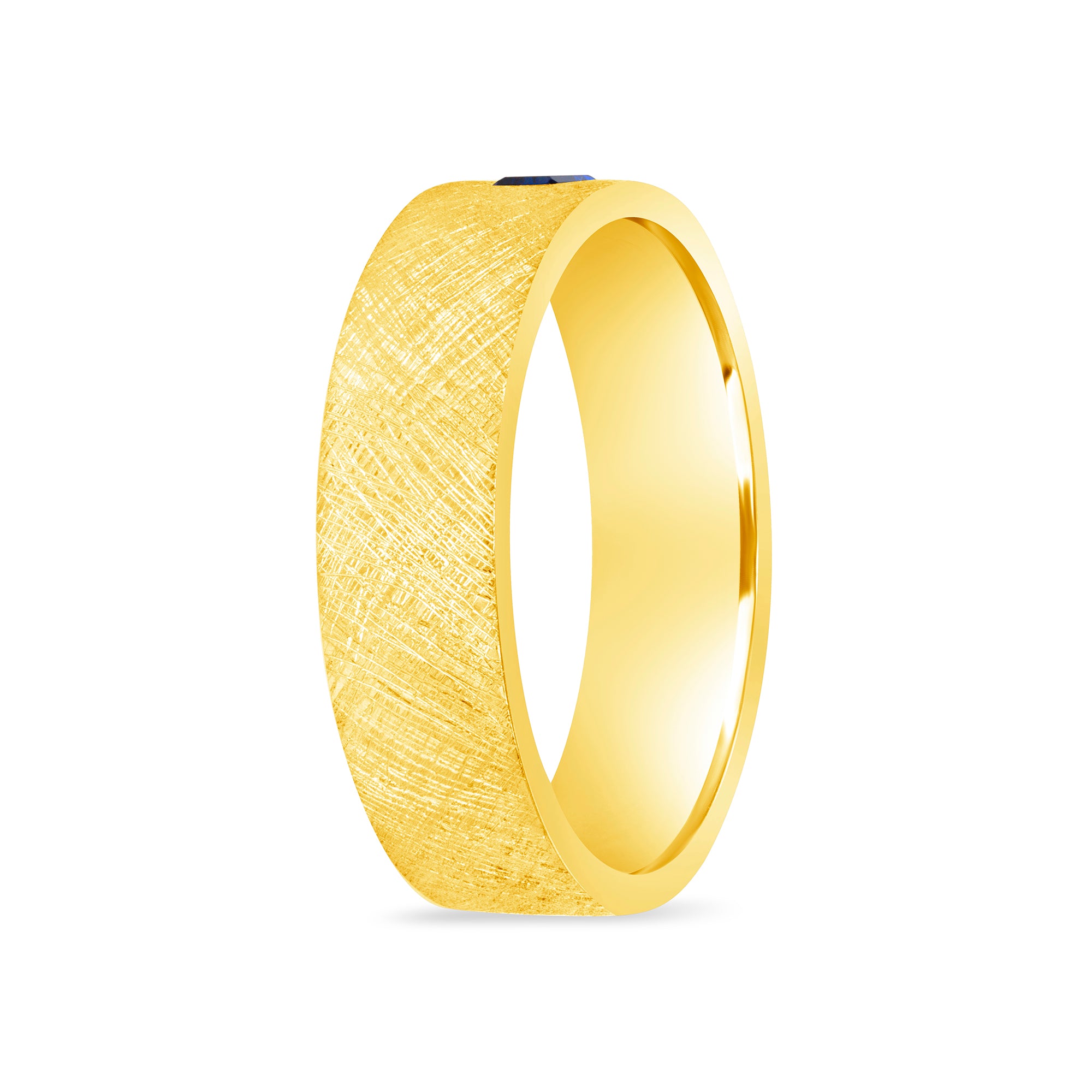 Small Blue Sapphire Emerald Cut Band in 18K Yellow Gold