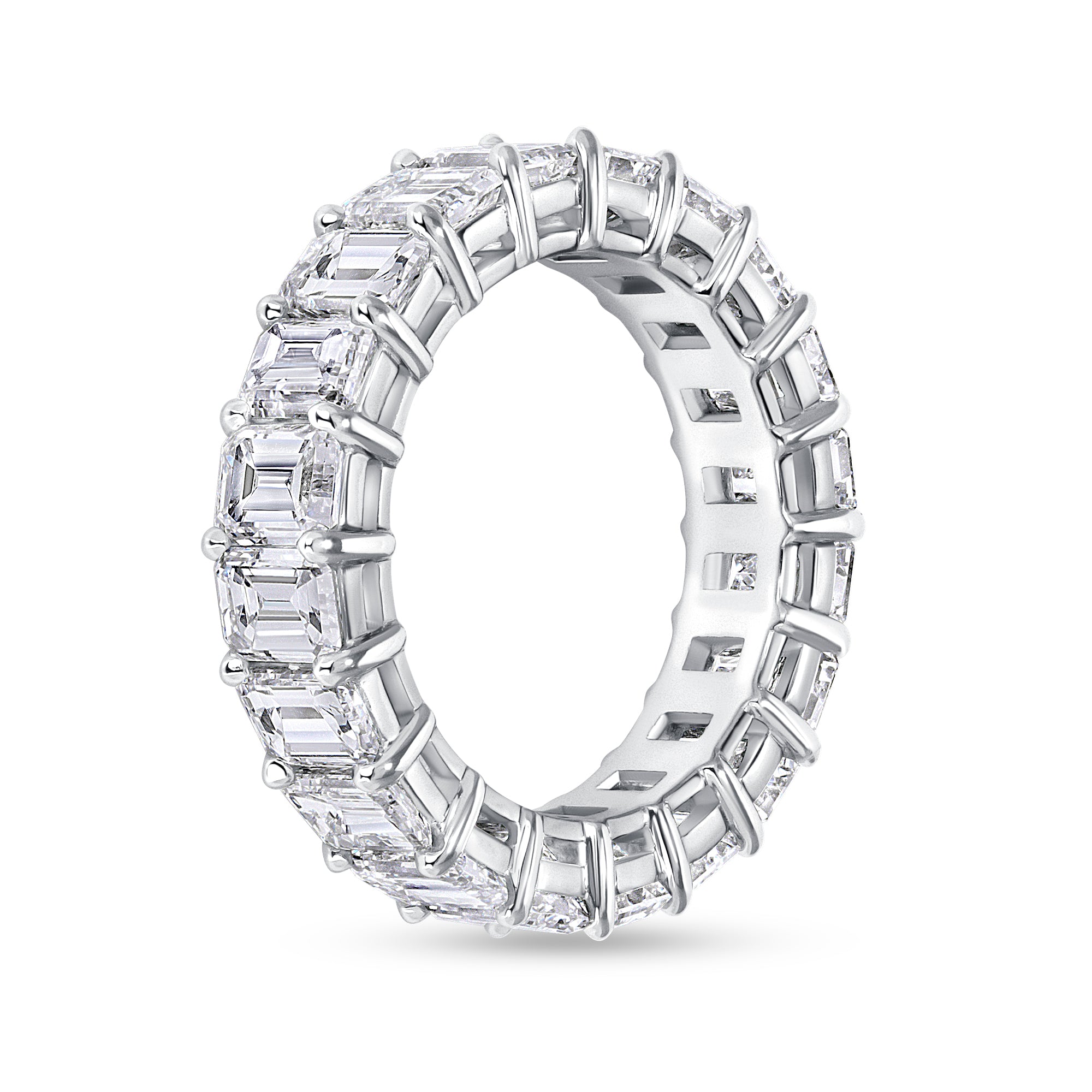 Emerald Cut Diamond Platinum Ruthenium Eternity Band