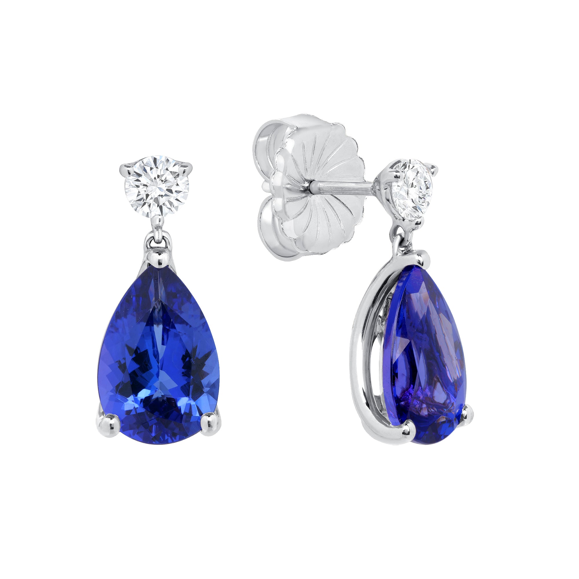 Tanzanite And Diamond Dangling Earrings In Platinum