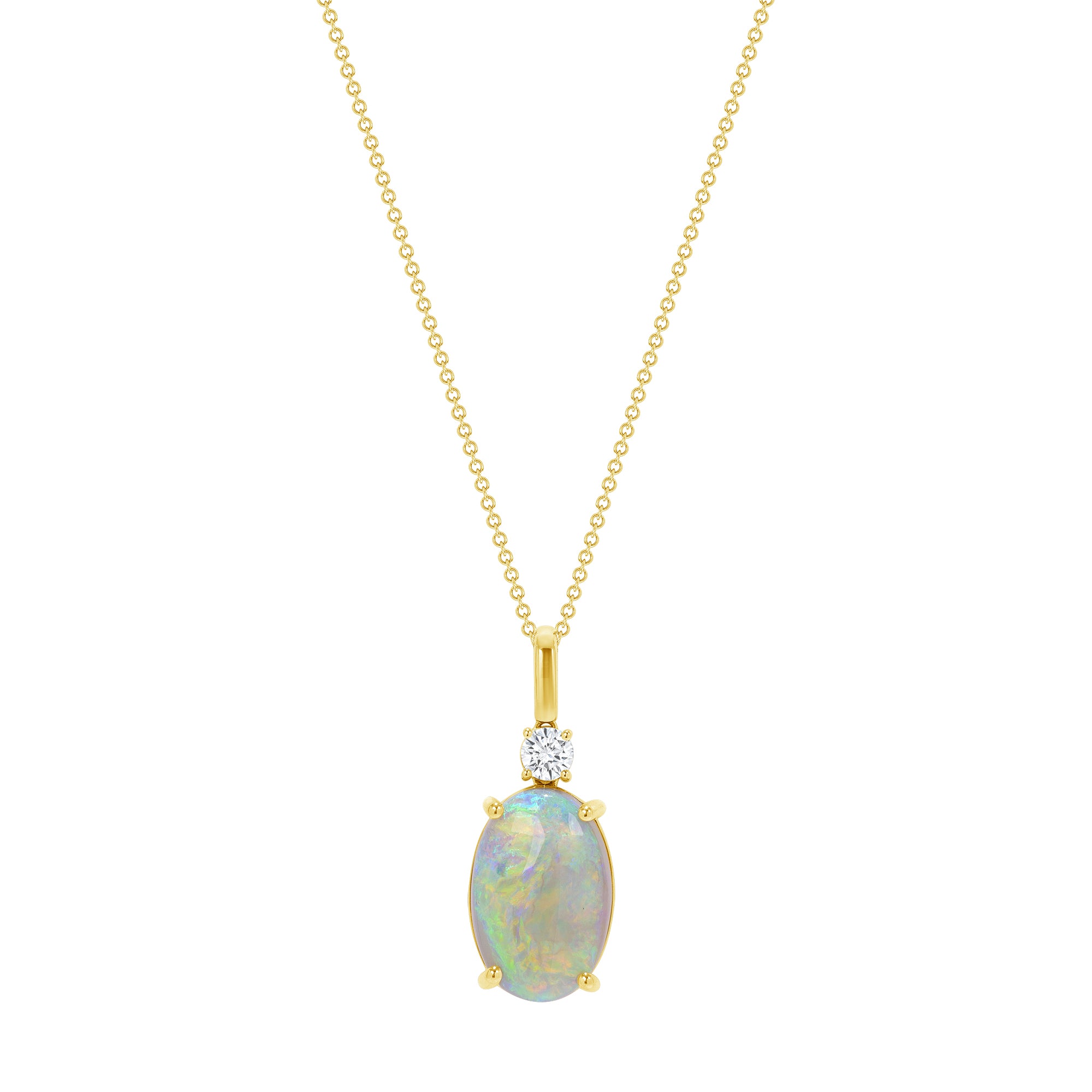 Opal And Diamond Pendant In 18 Karat Yellow Gold