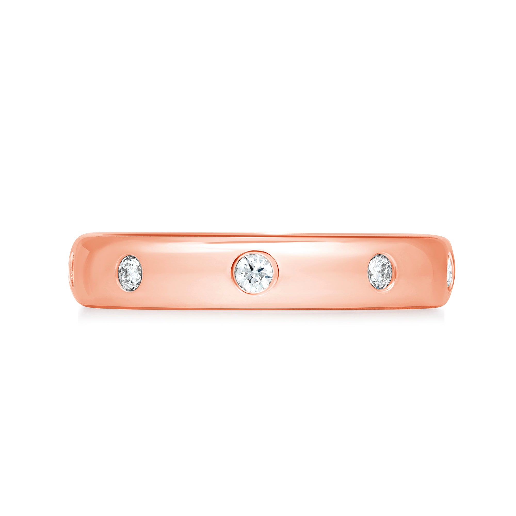 Round Flush Set Band In 18 Karat Rose Gold