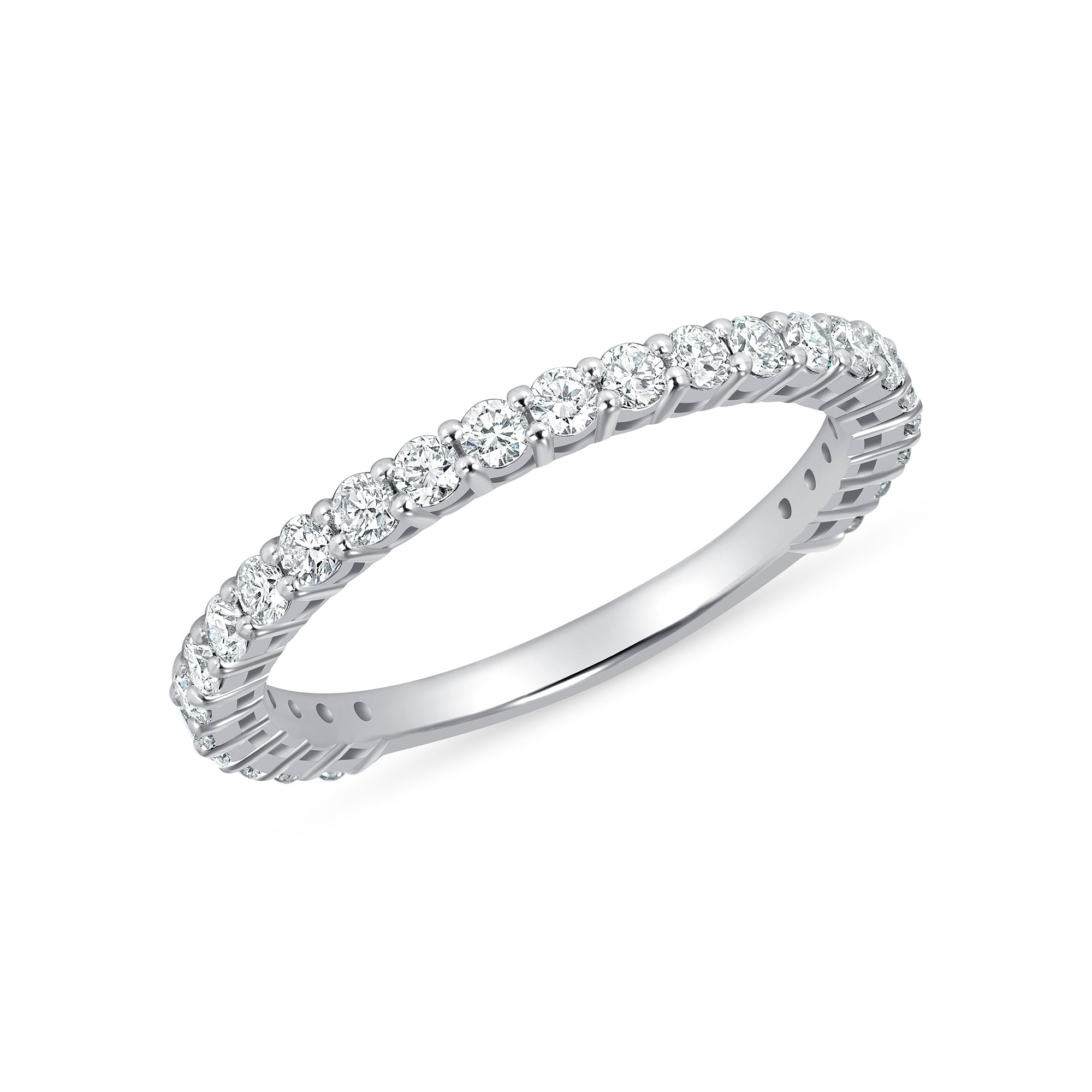 Round Brilliant Diamond Band Going 3/4 Way Around in 18K White Gold