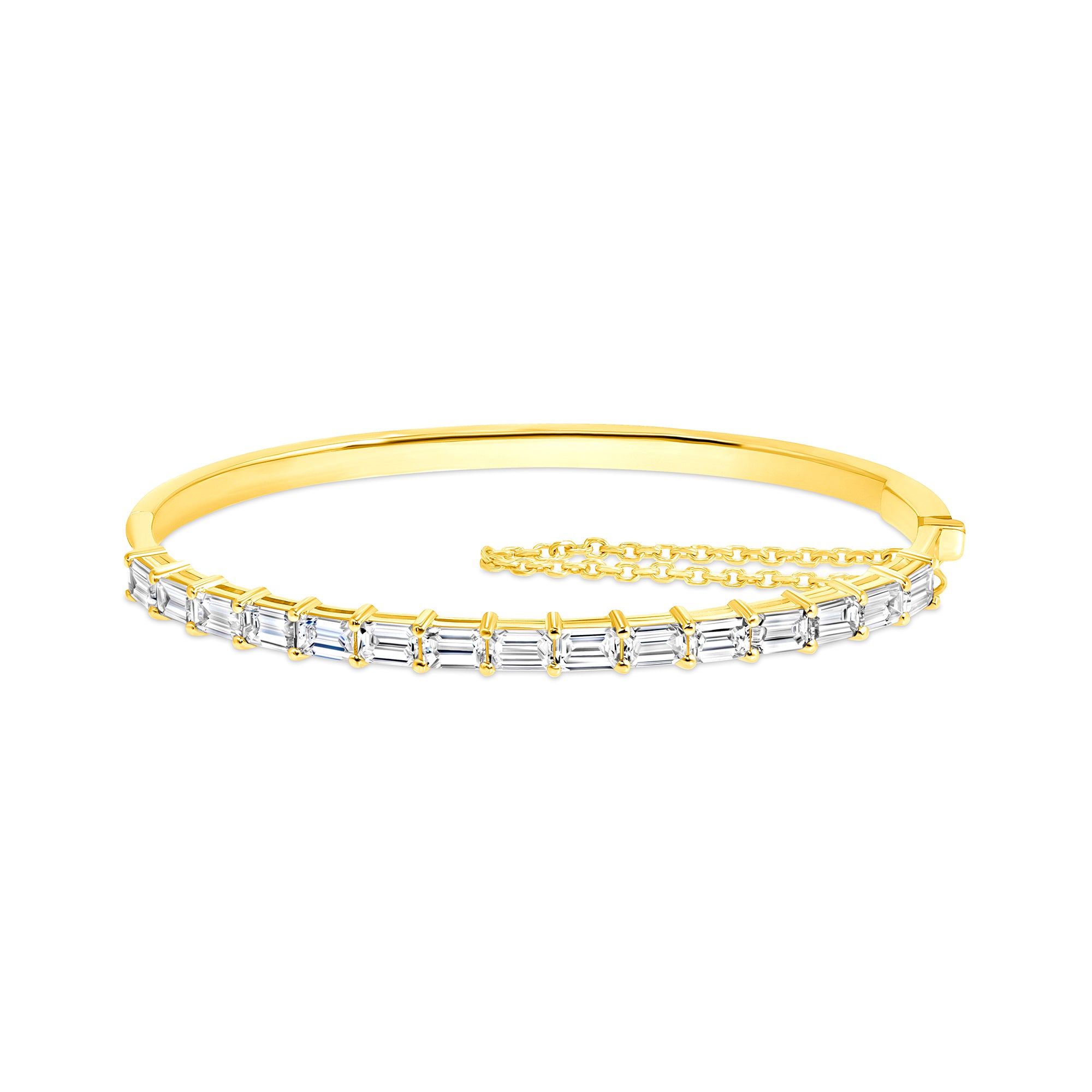 Emerald Cut Diamond Bangle Bracelet in 18K Yellow Gold
