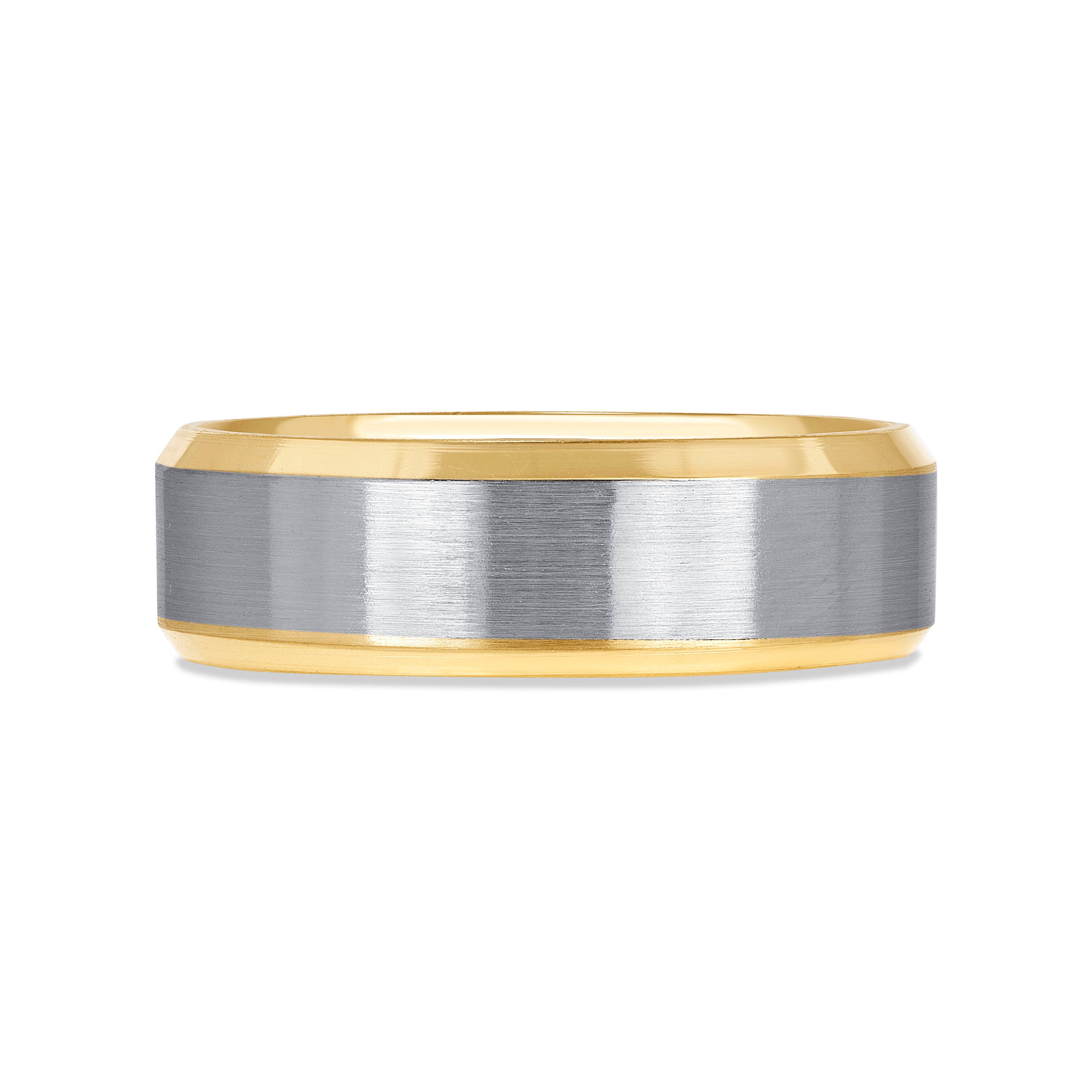 Men’s Two-Tone Tapered Wedding Band in 18K Yellow and White Gold