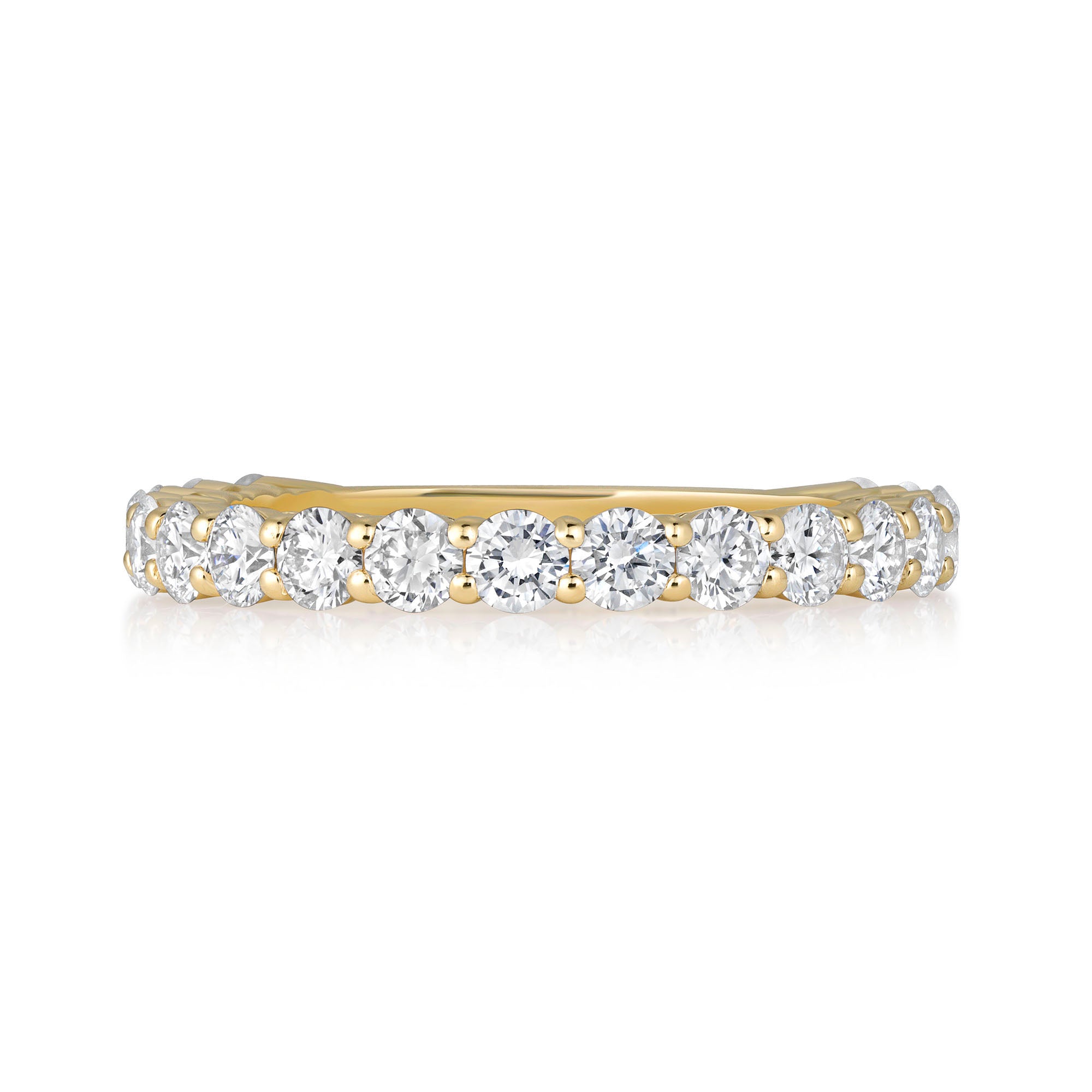 Round Cut Diamond Yellow Gold Half Eternity Band