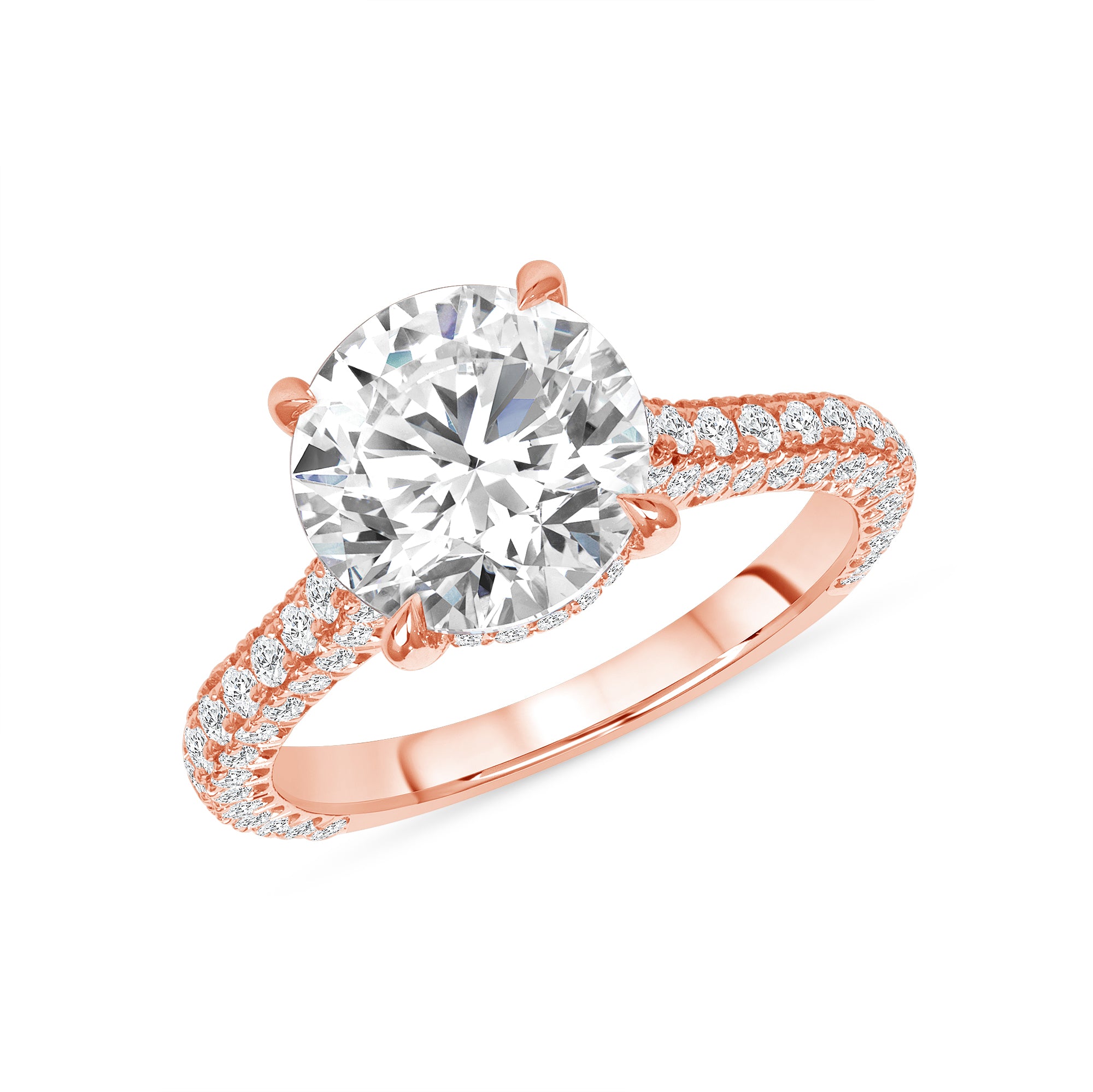 2.5ct Round Brilliant Cut Diamond Engagement Ring in 14k Rose Gold Band, GIA Certified