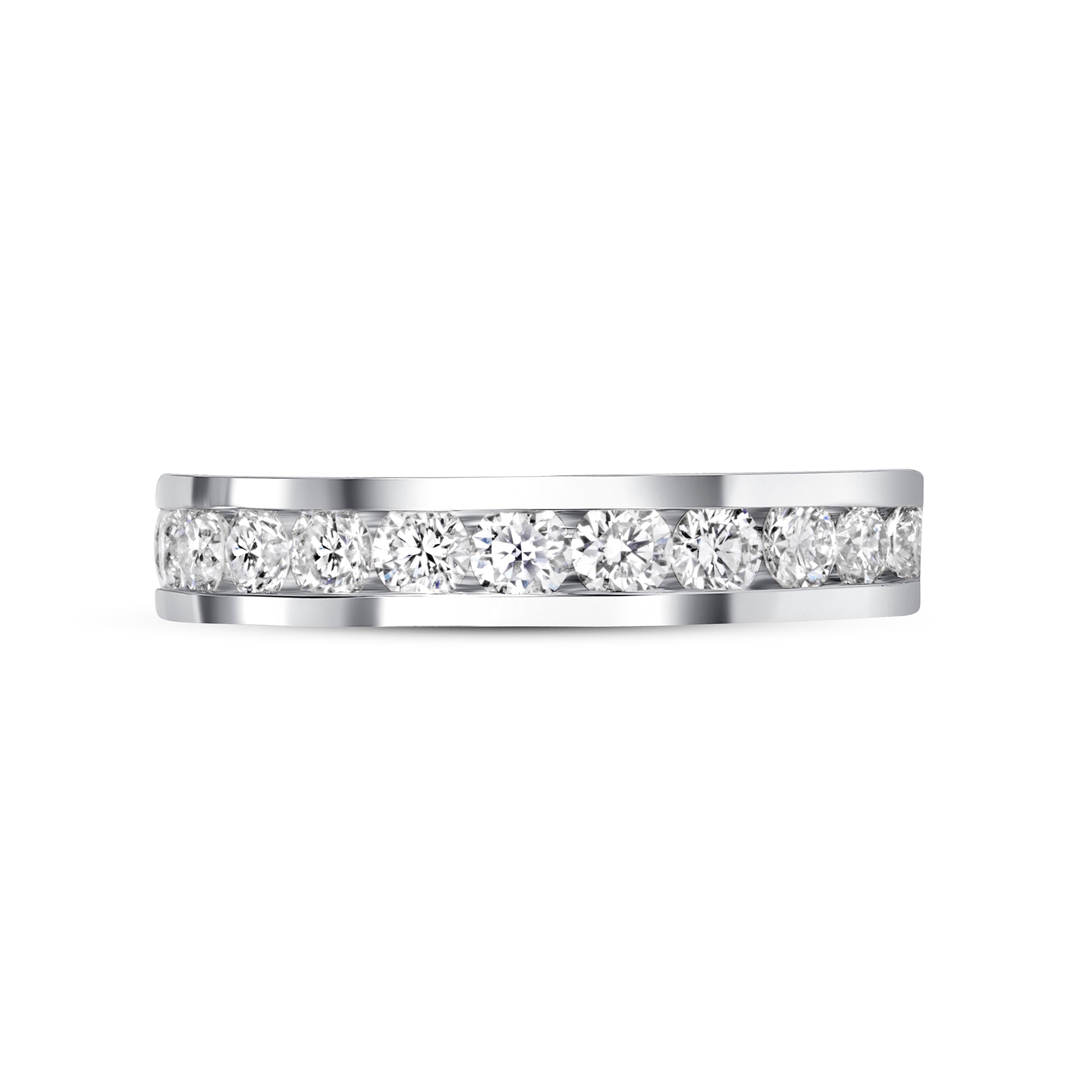 Channel Set Diamond Eternity Band in 18K White Gold