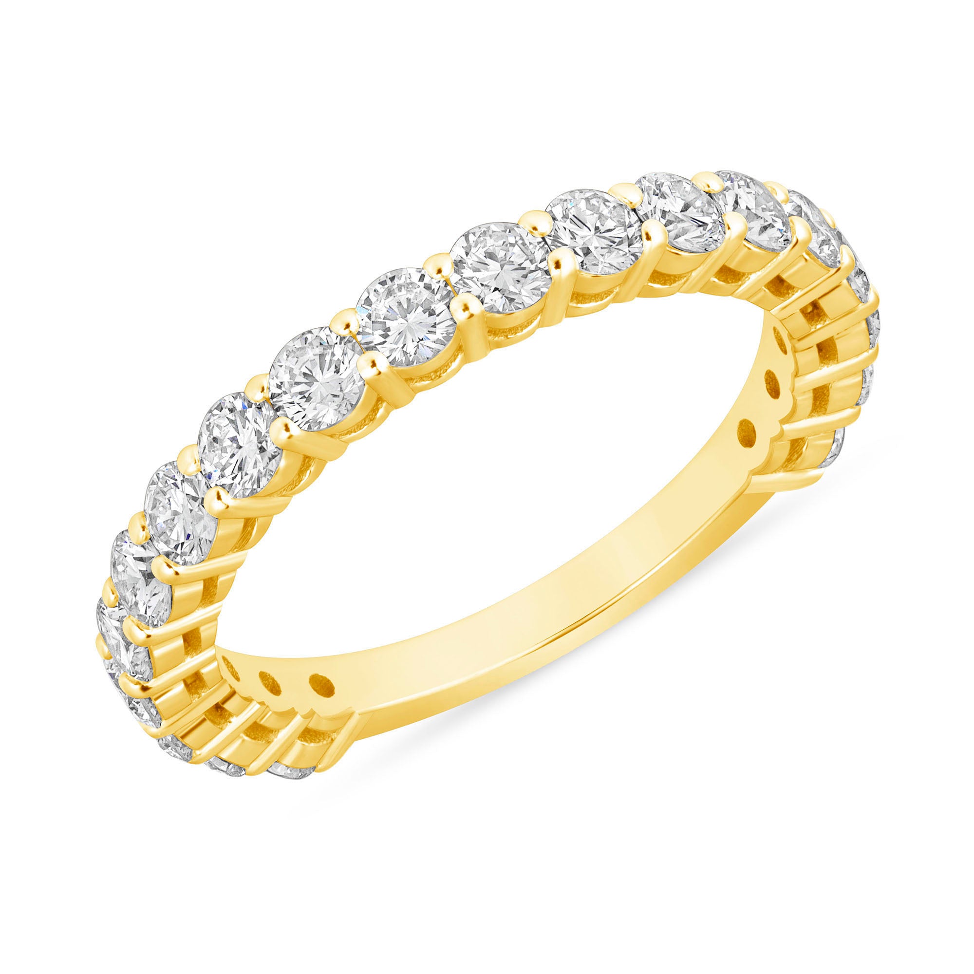 Round Cut Diamond Yellow Gold Half Eternity Band